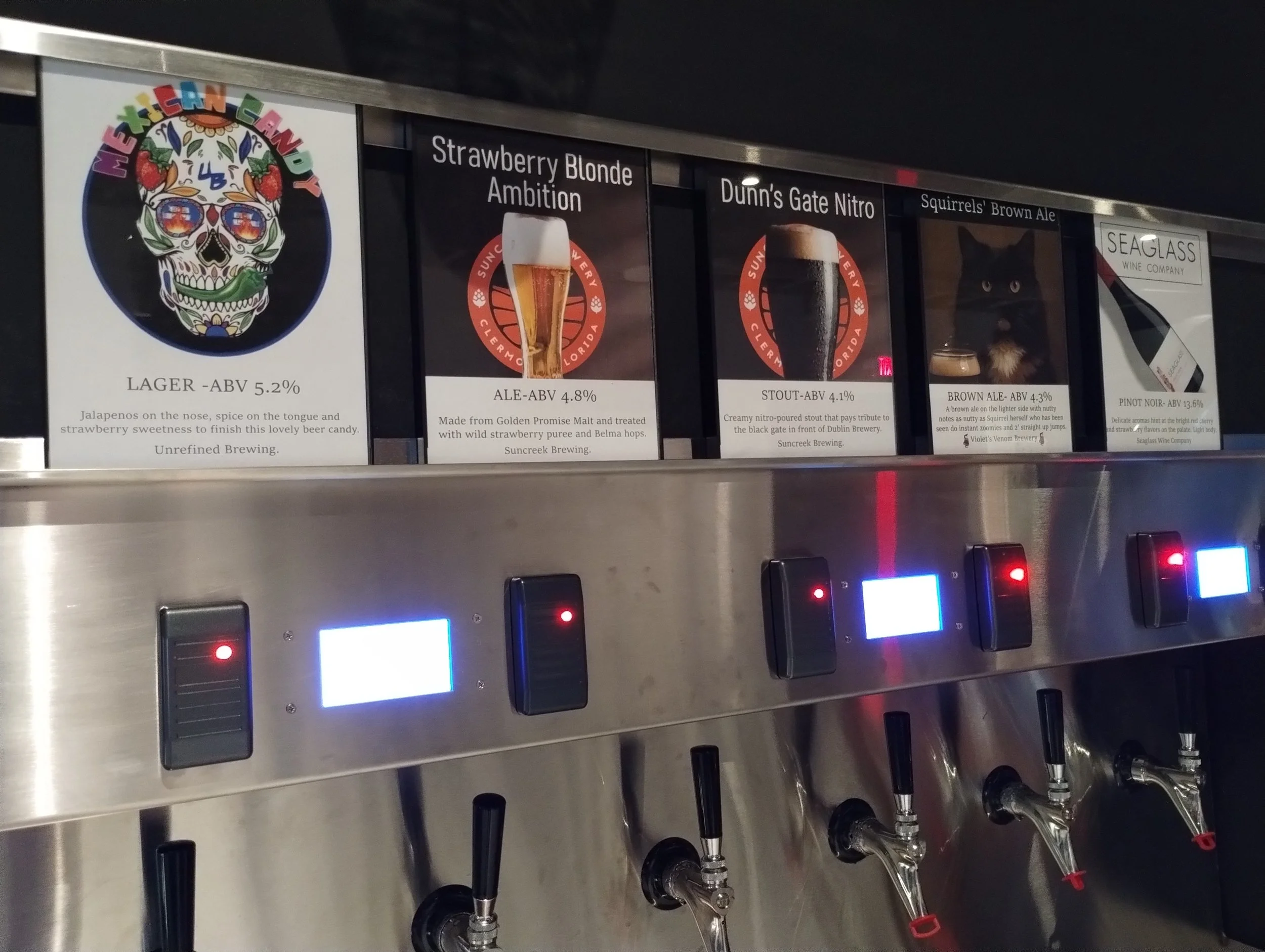 Taste the adventure! Our self-tap wall features rotating selections from Violet’s Venom Brewery — pour your own, try a little of everything, and find your new favorite. It's a tasting experience as fun as it is flavorful.