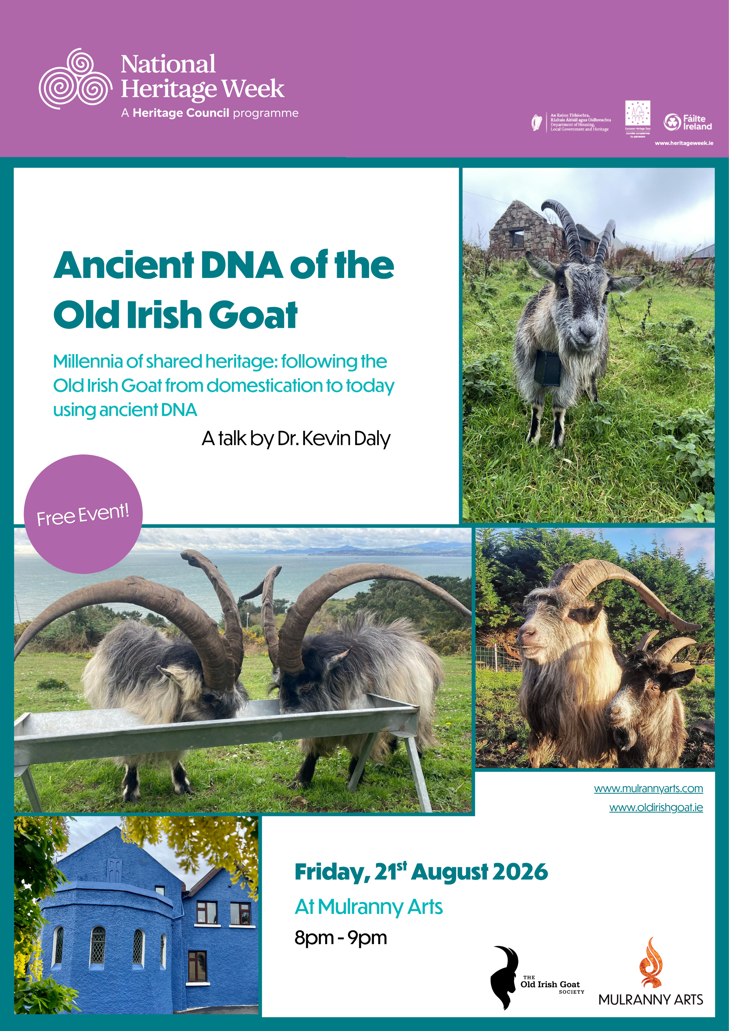 Heritage Week - Ancient DNA of the Old Irish Goat flyer.