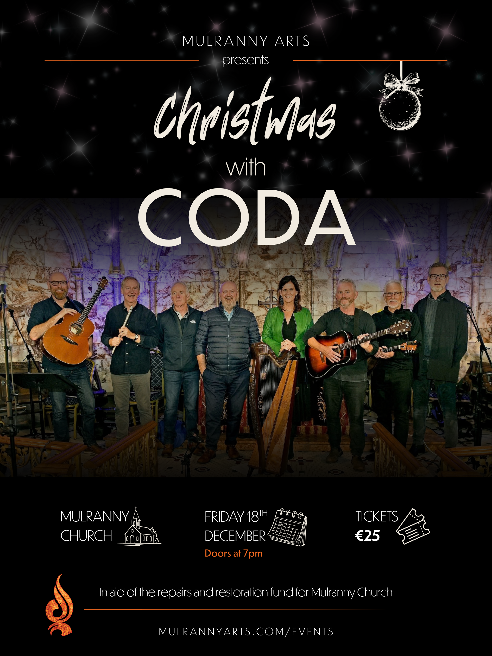 Christmas with Coda poster with a photo of the band