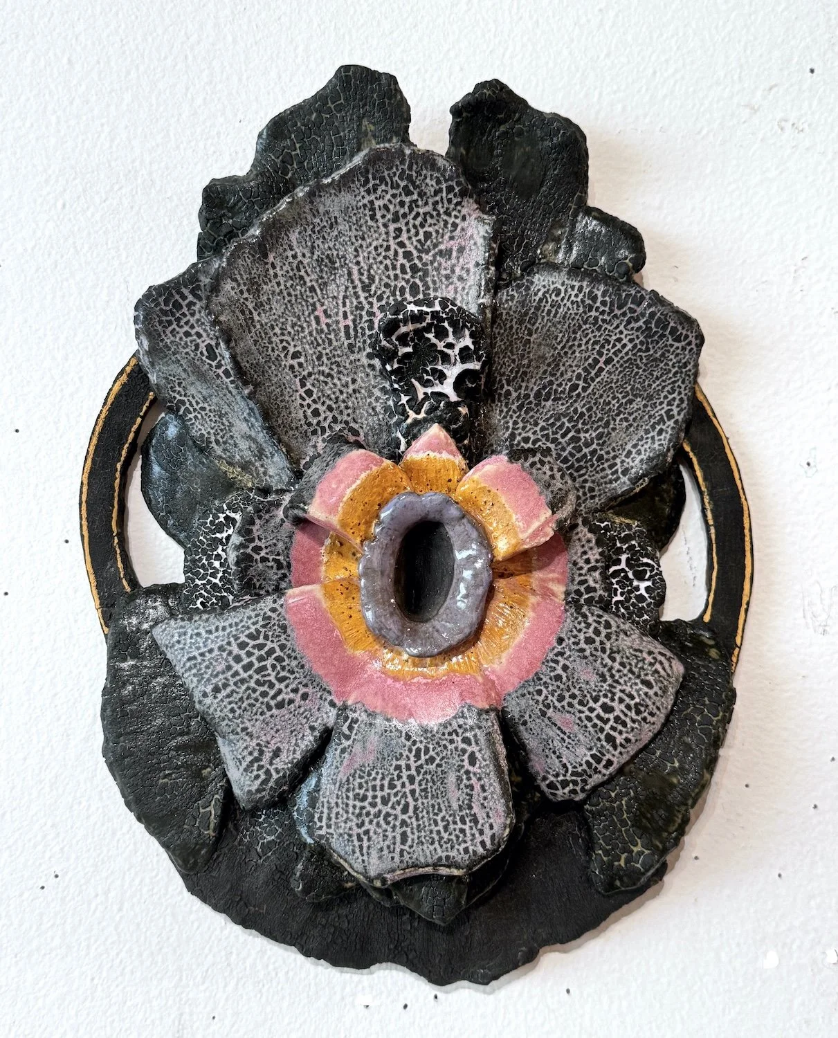 JULIE EVANS - HERaldic Shield #3 | Glazed ceramic  | 10 by 7 by 2.5 inches | 2025