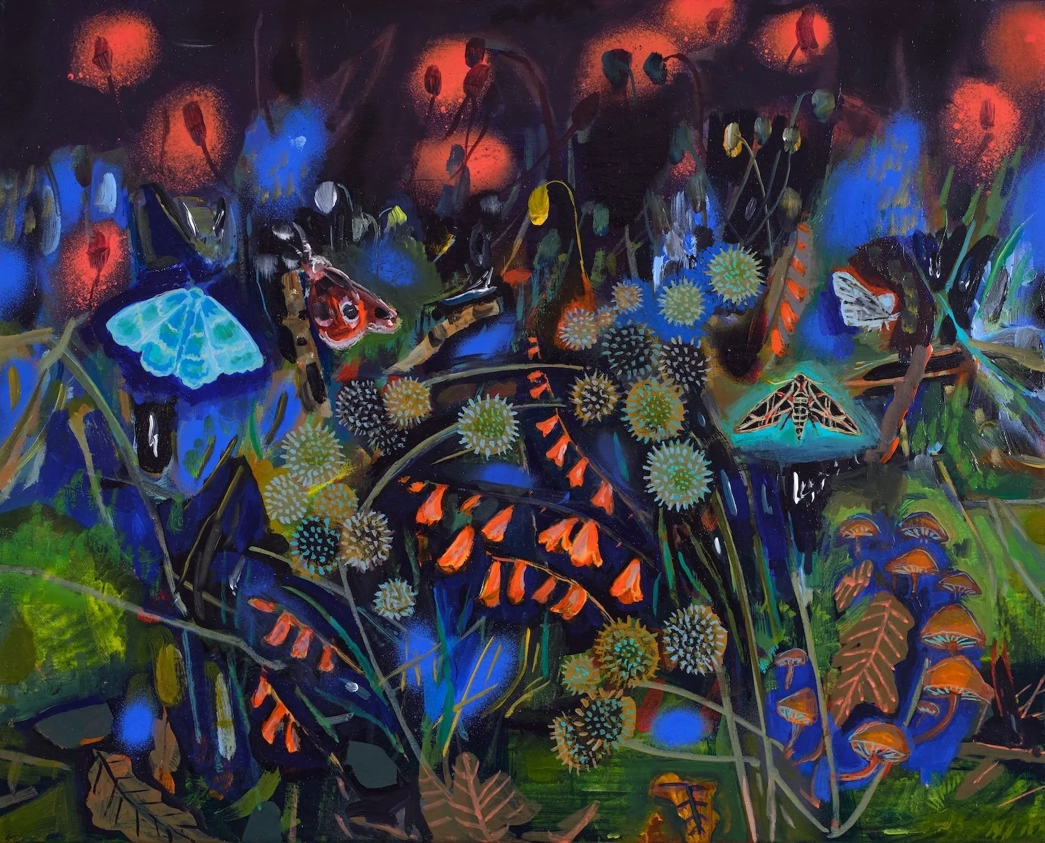 Forest Floor with Moths | 16 by 20 inches | 2025