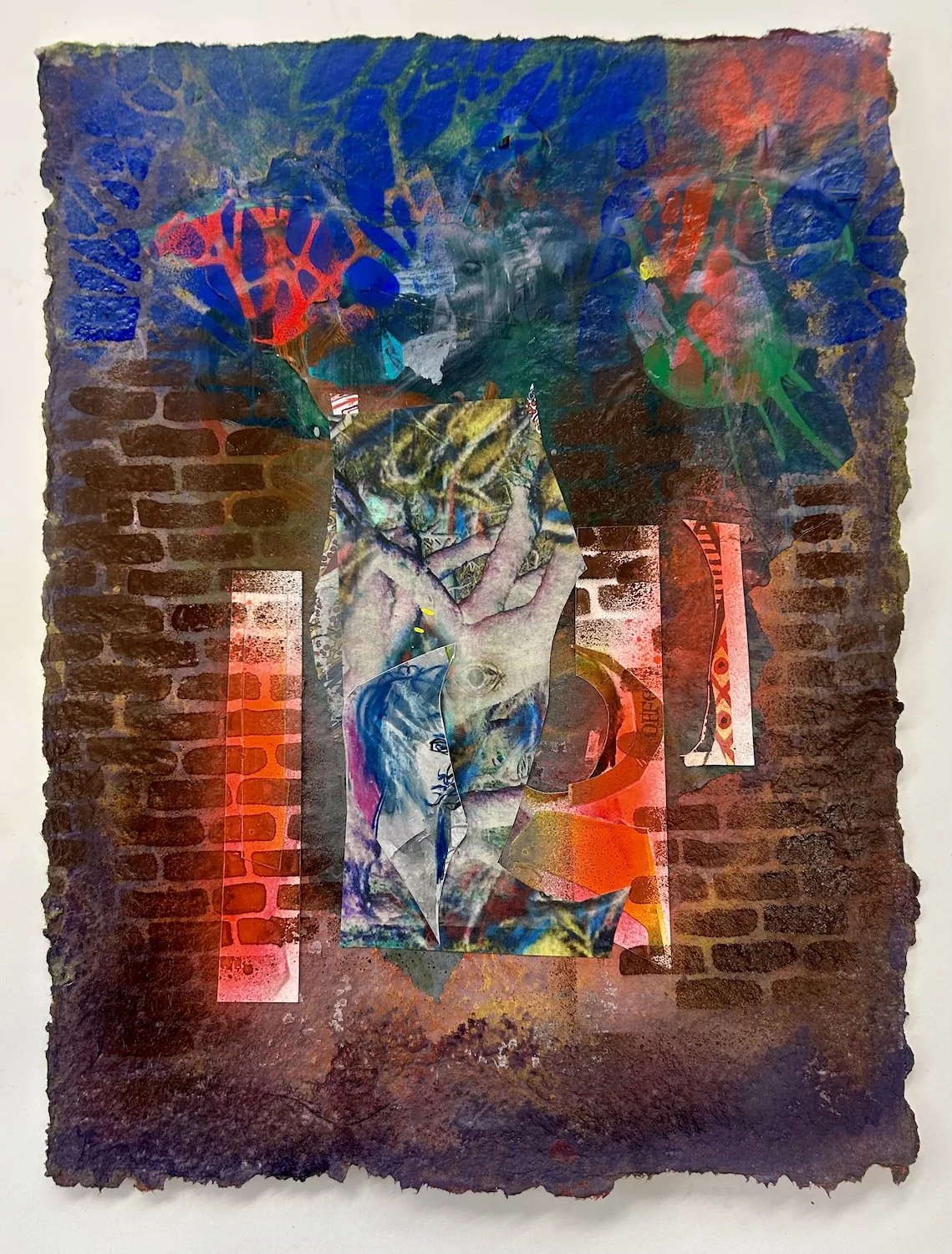 Wall with Trees and Eyes | mixed media | 12 by 9 inches | 2026