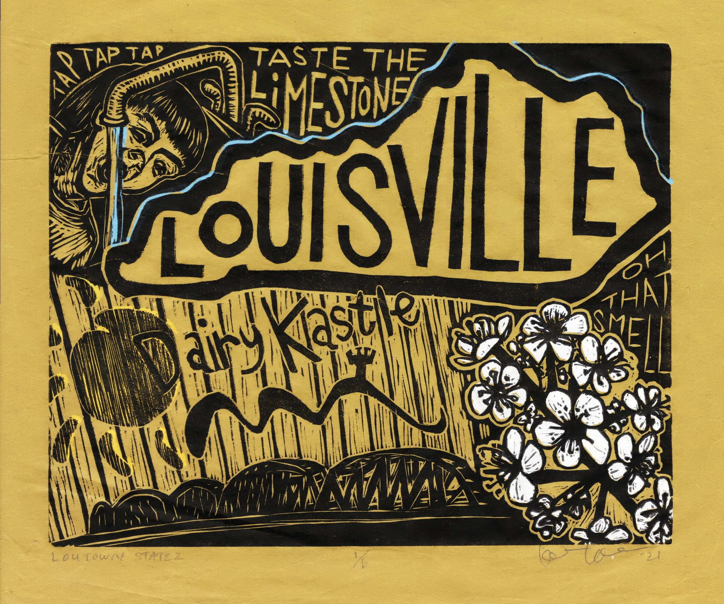 "Loutown State 2" Relief & Silkscreen 8.5x11