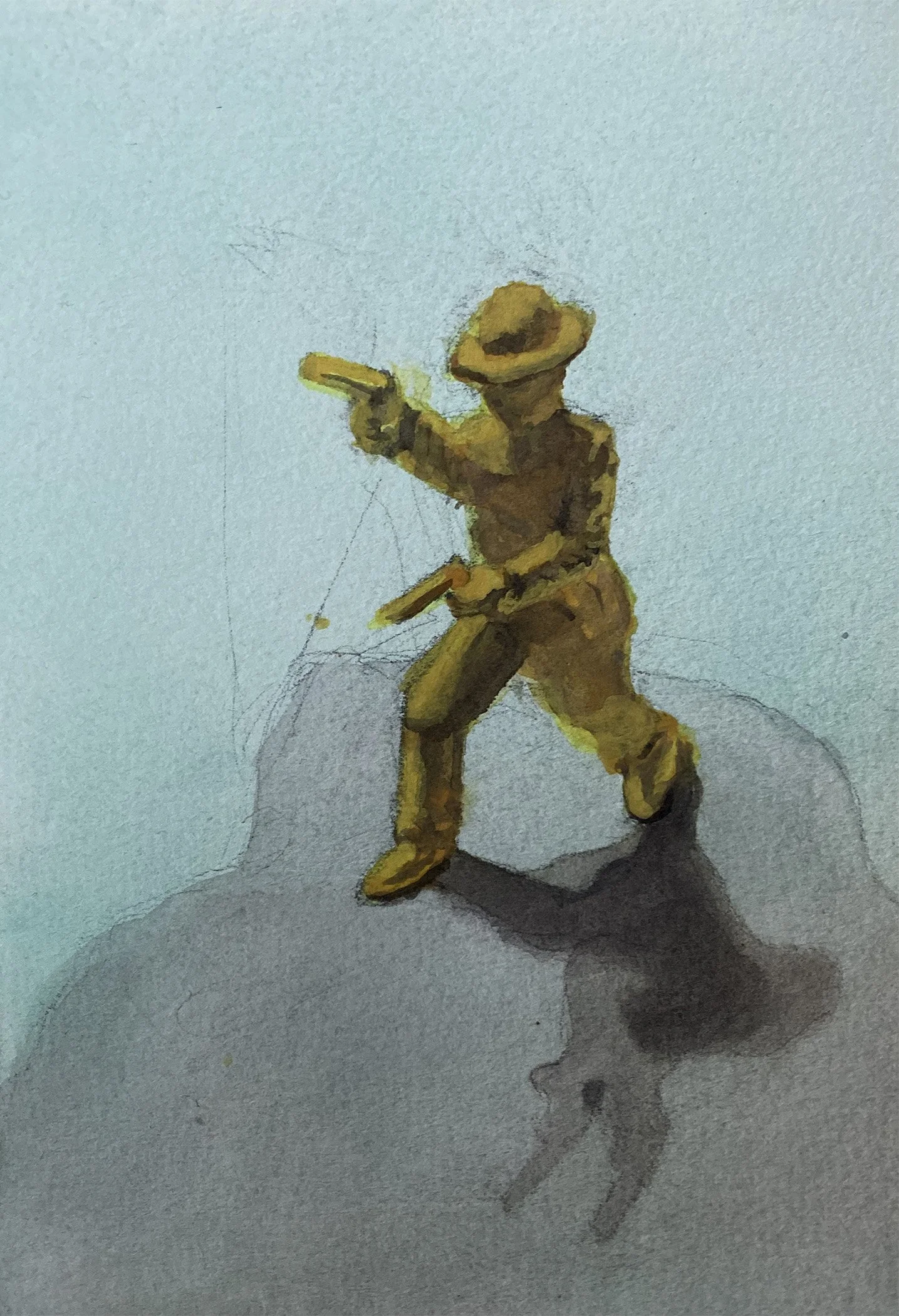 "Cowboy Figurine 2" Watercolor 7x5