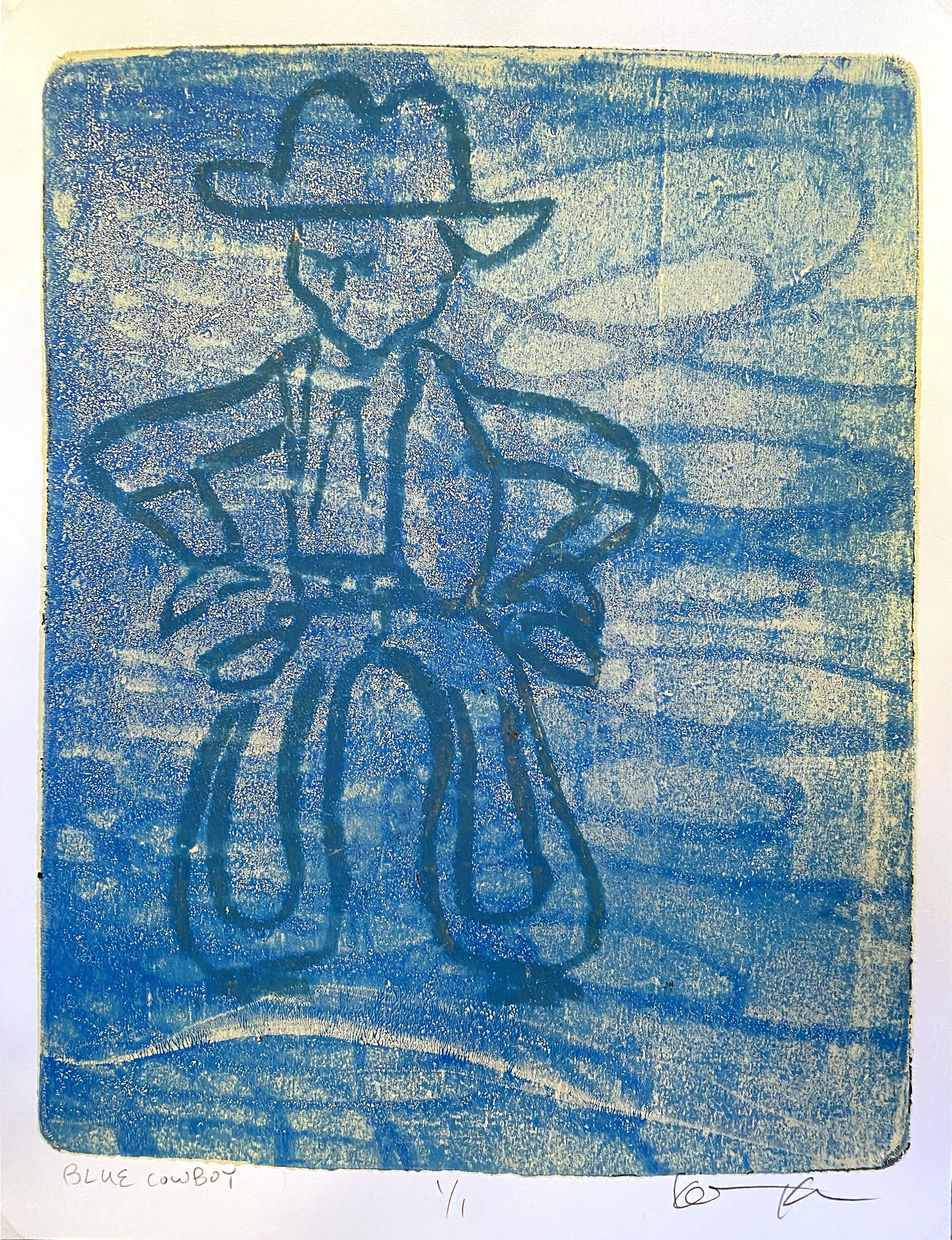 "Blue Cowboy" Monotype