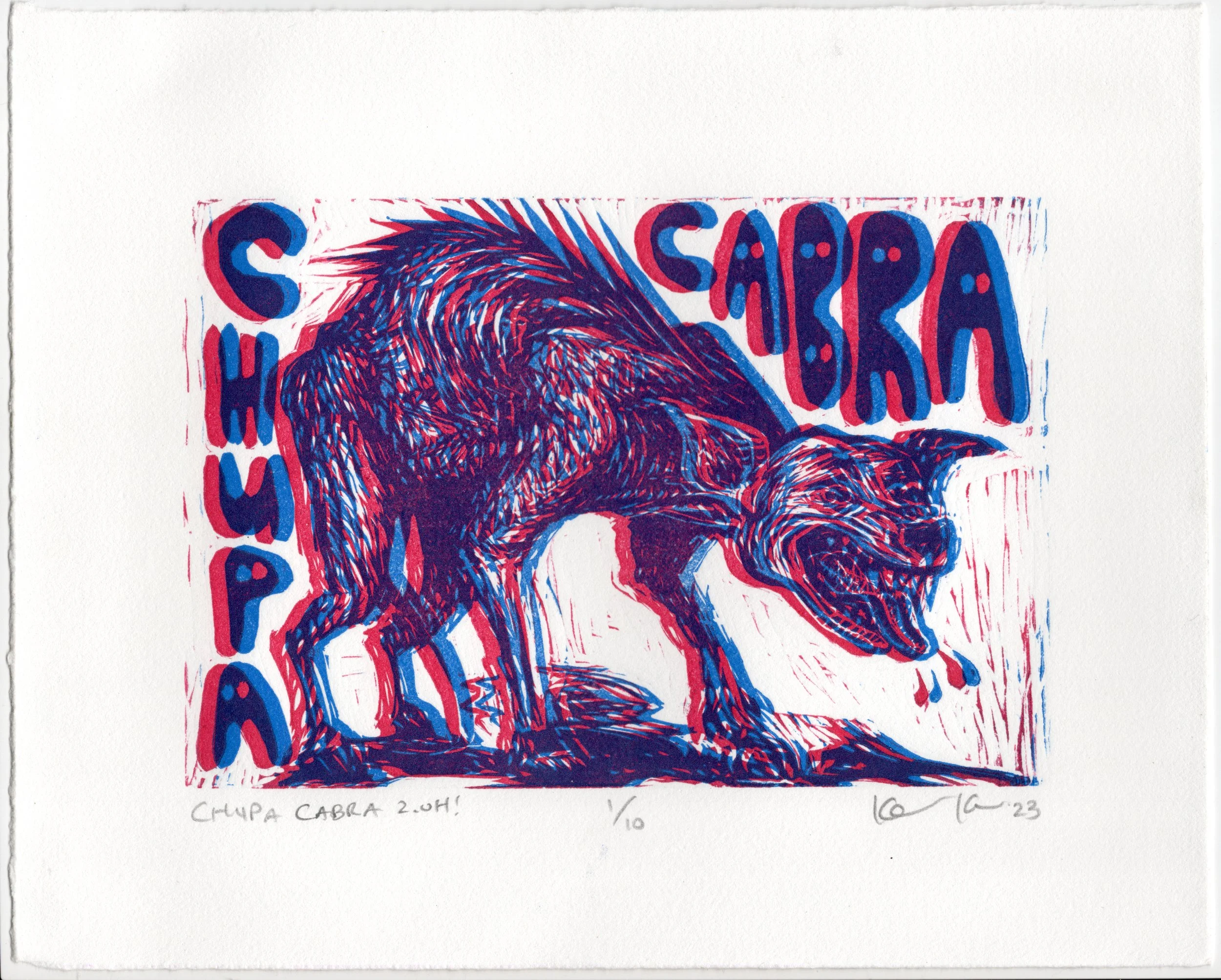 "Chupa Cabra 3D" Relief print 8x10