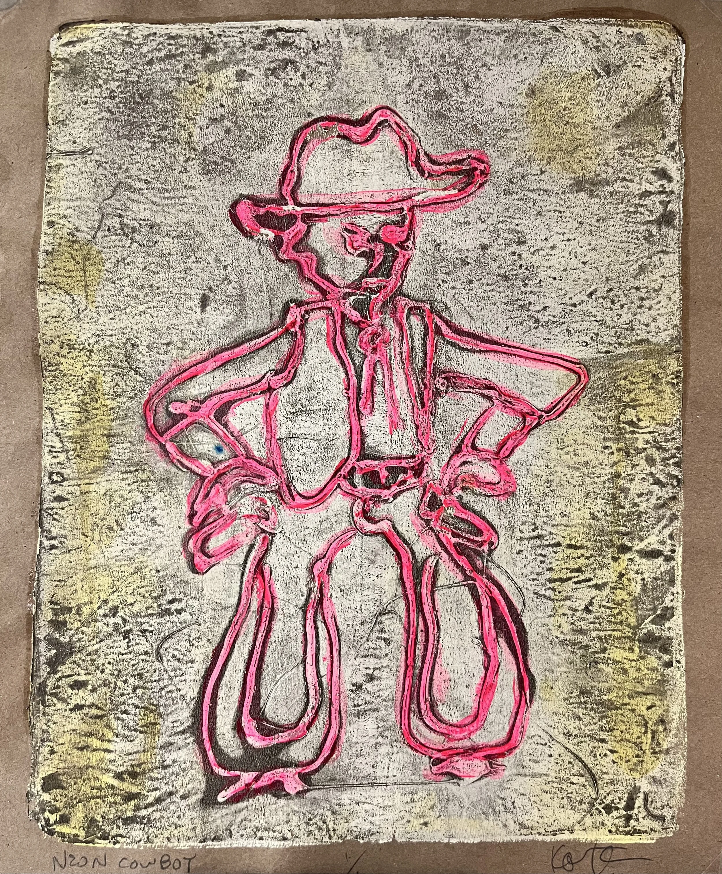 "Neon Cowboy" Monotype