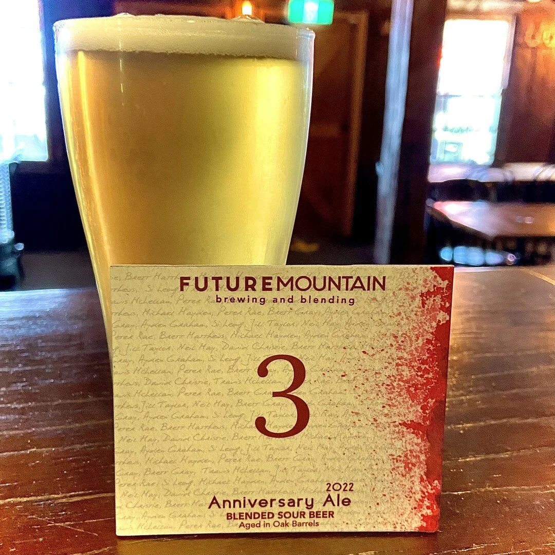 Future Mountain Brewing and Blending have given us a great opportunity to show case this special edition brew.

Anniversary #3 Barrel Aged Blended Sour Ale (5.8% ABV)
This beer marks their third birthday as a brewery and we are one of the few venues 