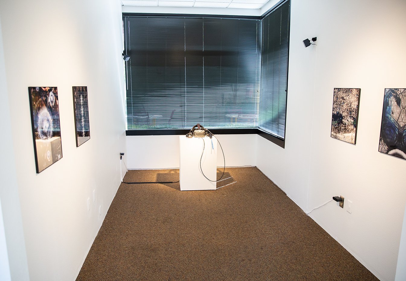 "SuperHyperCube" 
Date: 2008-2016
Artists: Heather Kelley, Damien Di Fede, Phil Fish, Cindy Poremba
Medium: Software, VR headset and controllers, Computer, TV, Pedestal
Dimensions: Approximately 3’ x 5’ x 2’ (installation with 32 in TV)
Origin: Unite