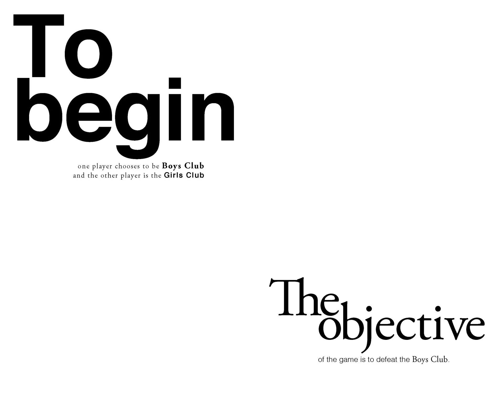 It's Still A Boys Club, Rules pages 1-2