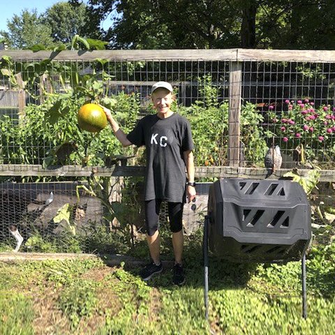 At home in the vegetable garden.