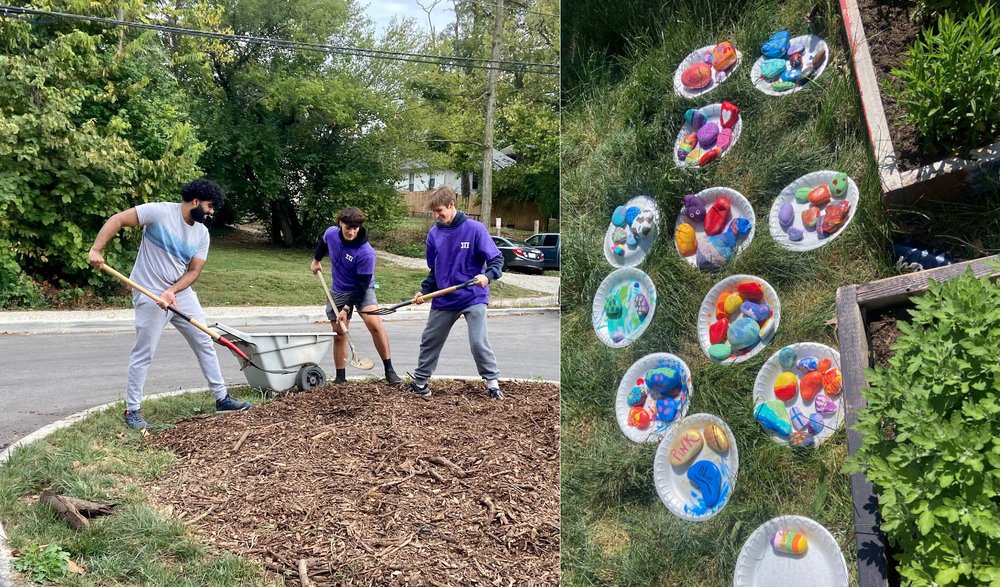  Volunteers helped to beautify our gardening spaces with mulch and painted a rock garden. 
