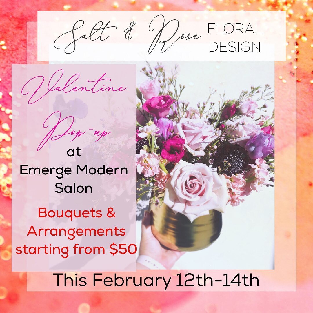 Our first pop-up of the year! Come grab a bouquet this weekend from @emerge_modern_salon! Salt and Rose is innovating the way we do business from online scheduling to closing our boutique! We want to focus on creating beautiful weddings and events fo