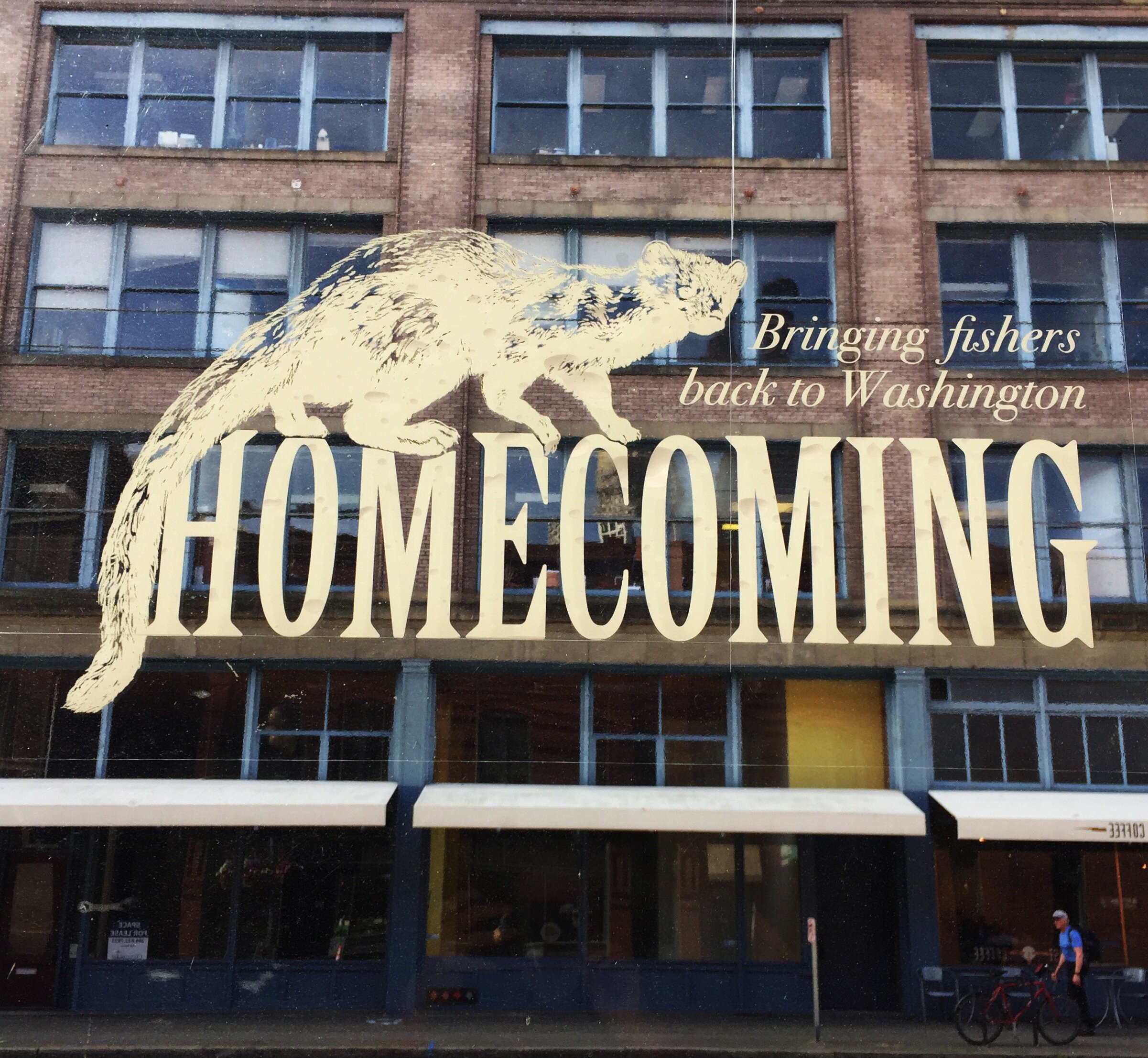 The exhibit logo I designed was visible from the streets of Seattle's historic Pioneer Square.