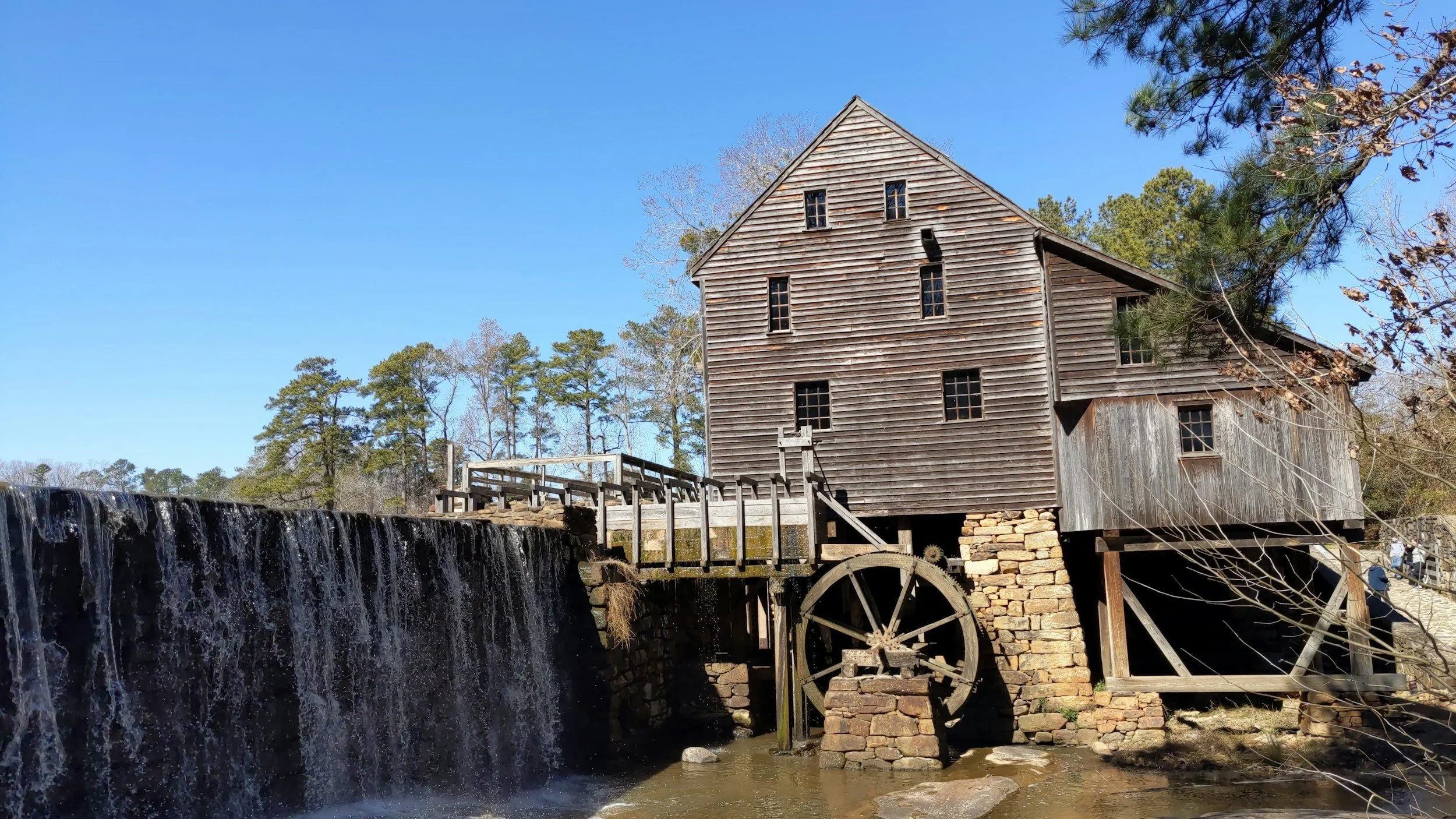 Historic Yates Mill beside the millpond in Raleigh, North Carolina