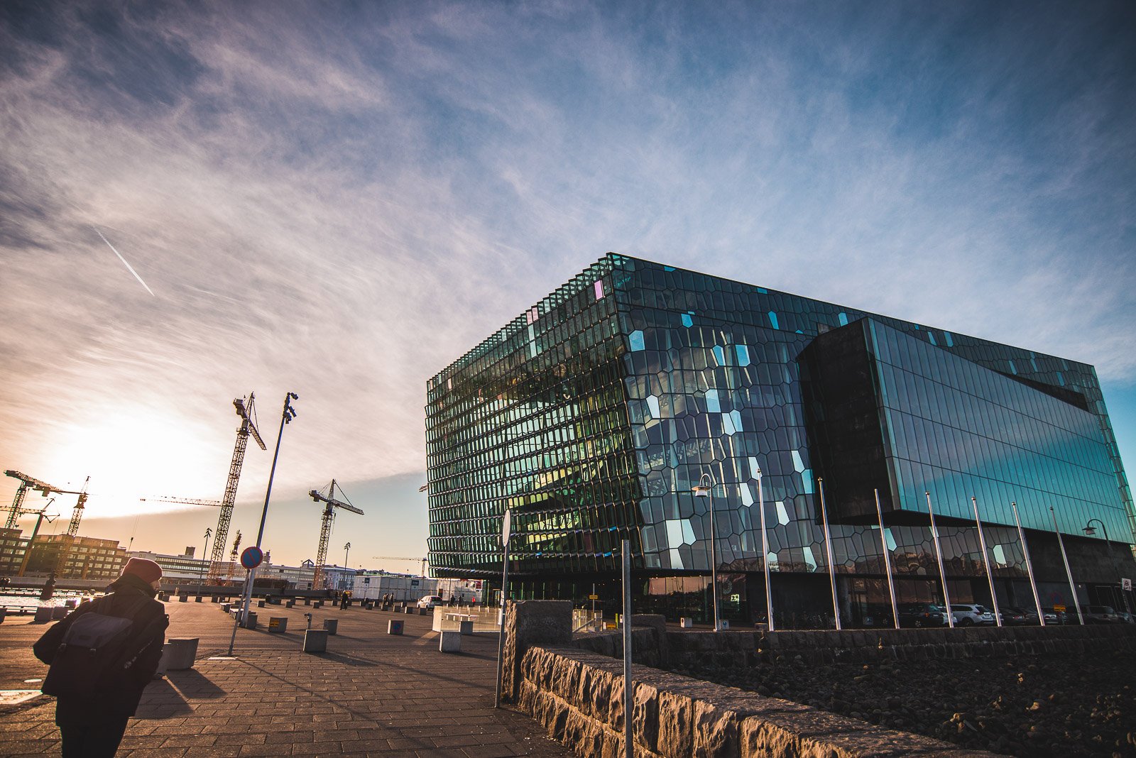 Harpa Concert Hall in Reykjavík, Iceland with its geometric glass facade