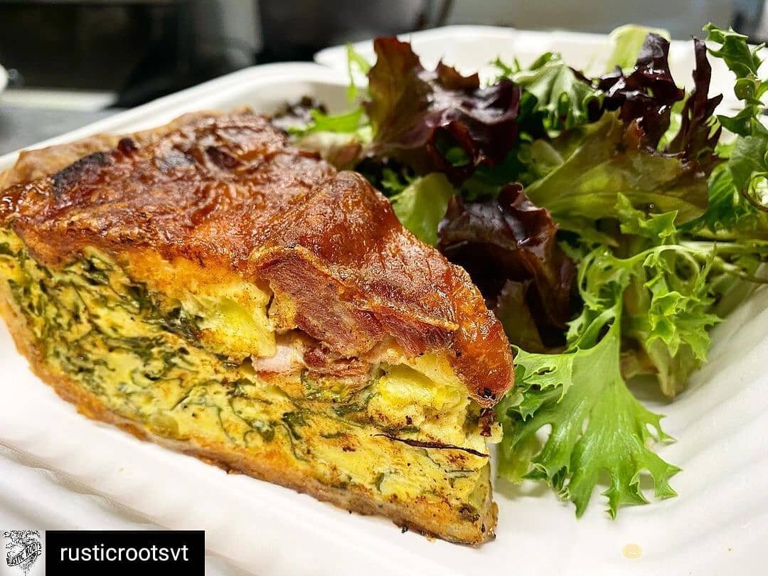 Reposted from @rusticrootsvt Some have said we serve up the dreamiest slice o&rsquo; quiche in all the land! Care to test that statement out for yourself? We offer whole quiches for pre-order, or individual slices on our brunch menu 🤤 open til 2 tod