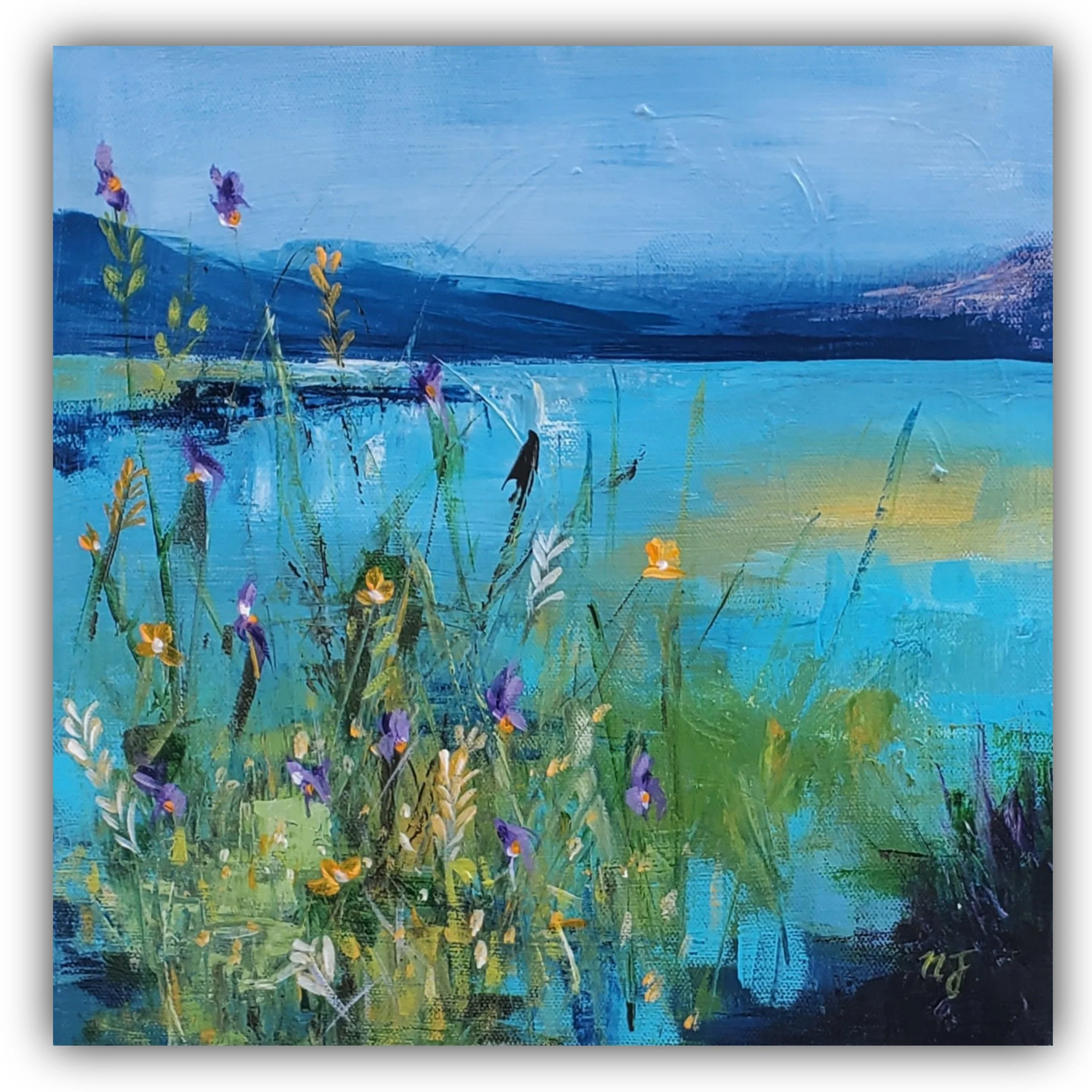 Blue Wildflower Meadow - 12x12 inch