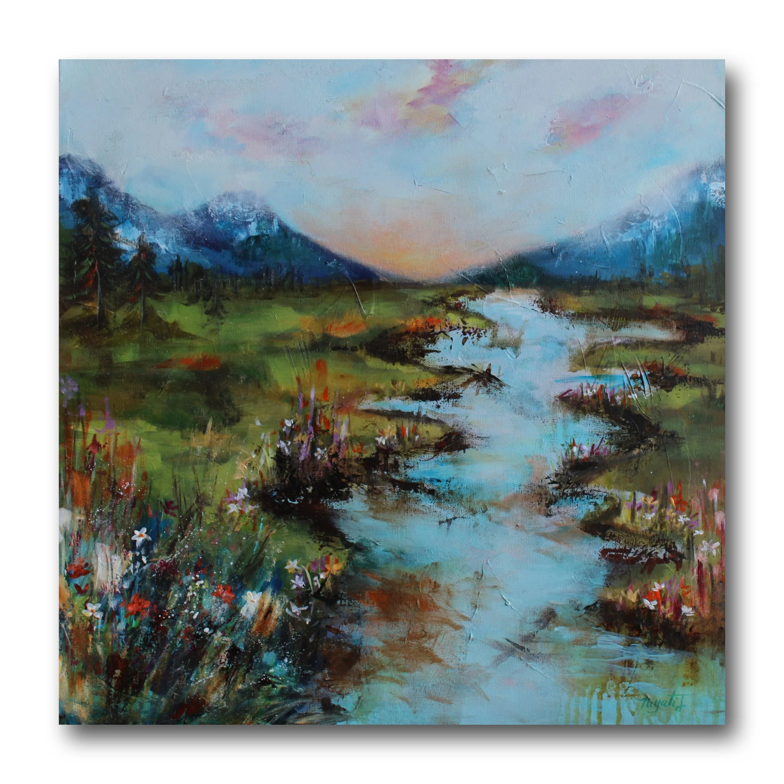 Whispering water - 24x24 inch