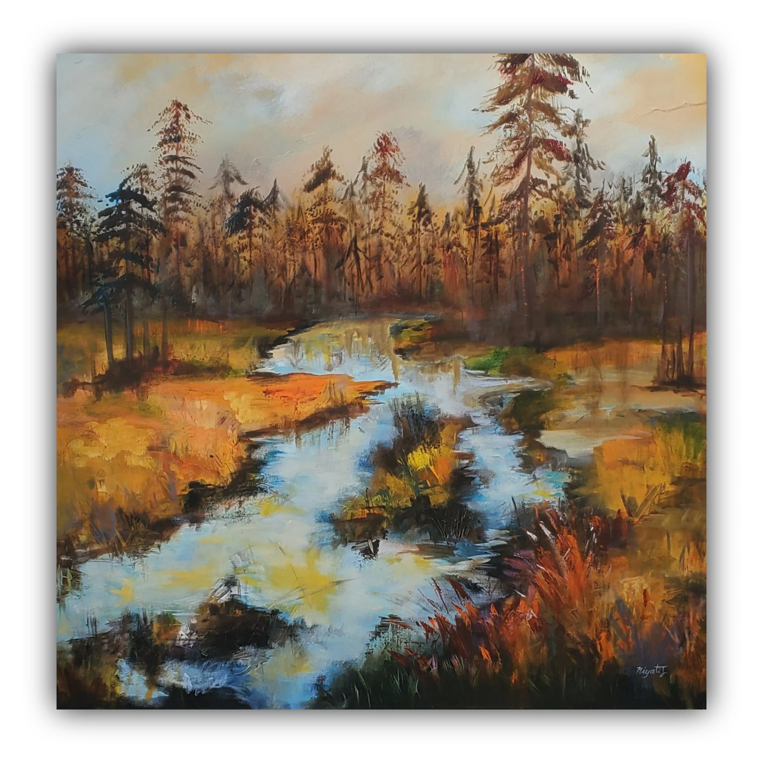 "Distant Call" - 36x36inch Oils and Acrylics on canvas