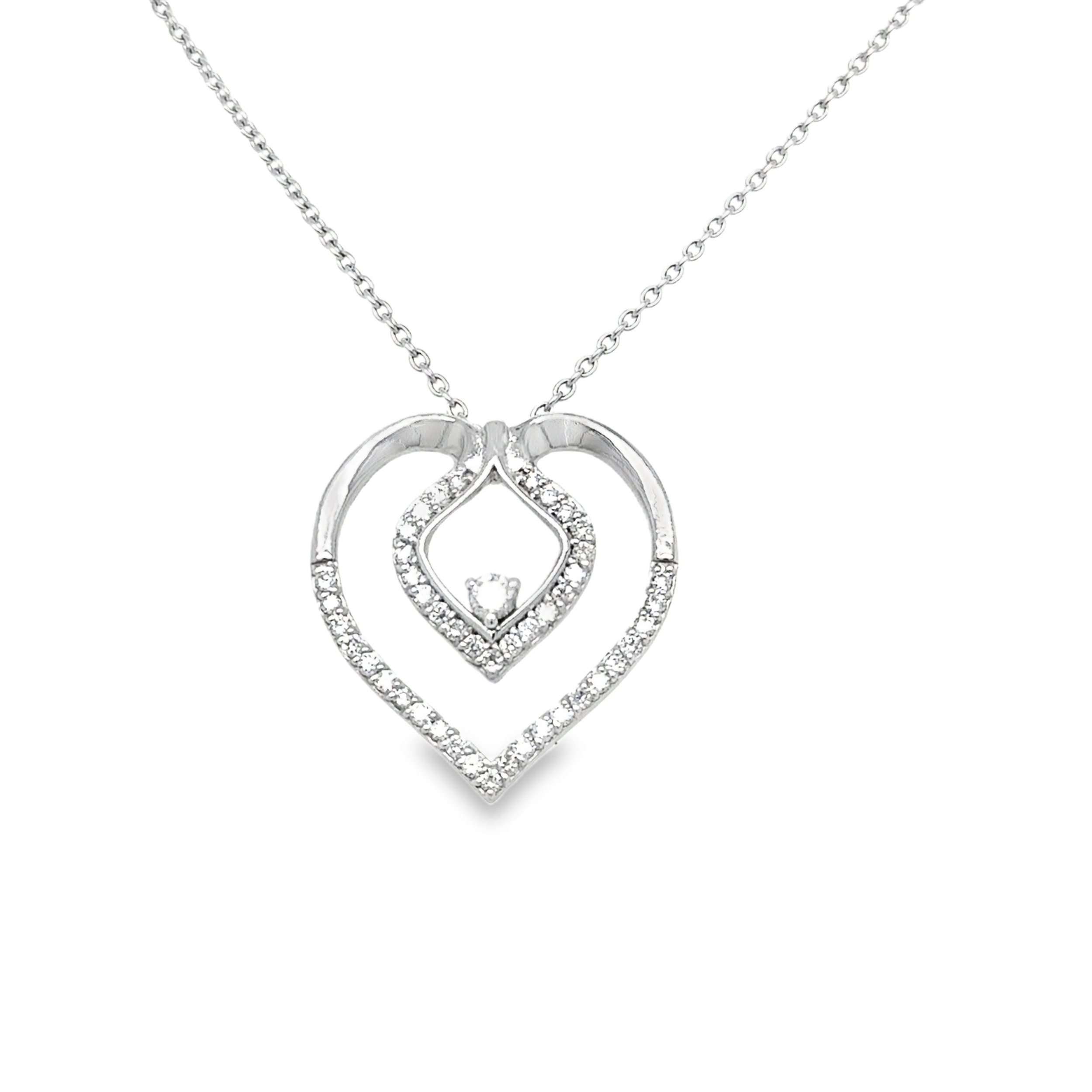 14K White Gold Heart Pendant