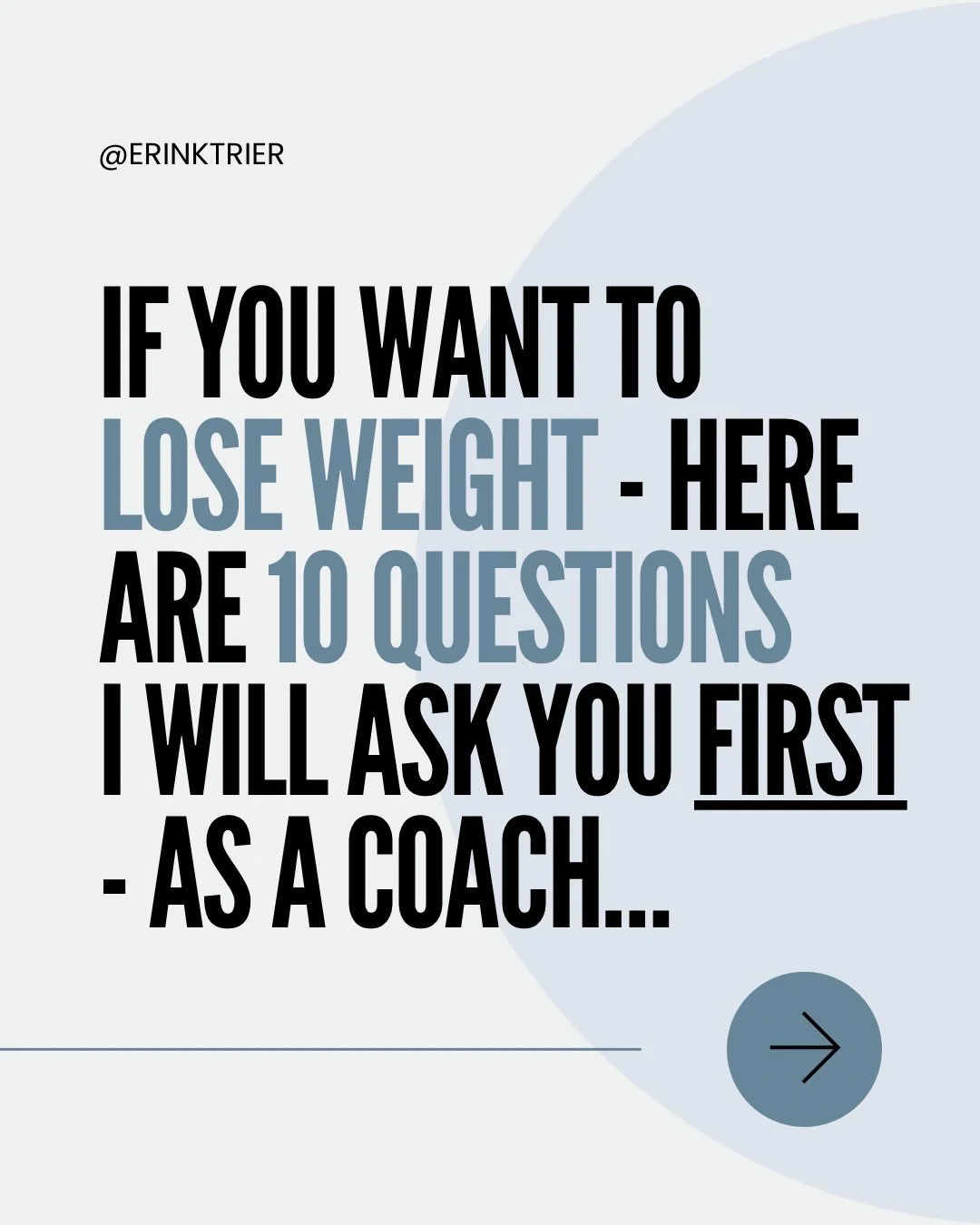 Better conversations. Better questions.
Better longevity results. 👏🏻

As a functional health coach - I love if weight loss is your main goal. But understand this - a goal like that is complex. It&rsquo;s not a simple, quick fix, fast track or a one