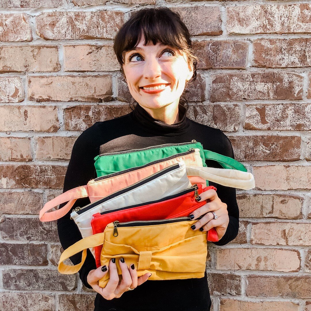 Audrey with her Audrey clutch!  I had a little fun dressing up for photos.  And I thought I'd do a meet the maker for all the new faces!⠀⠀⠀⠀⠀⠀⠀⠀⠀
⠀⠀⠀⠀⠀⠀⠀⠀⠀
-I have been sewing for 17 years!  I learned from my mom who is an amazing sewist.⠀⠀⠀⠀⠀⠀⠀⠀⠀
-I