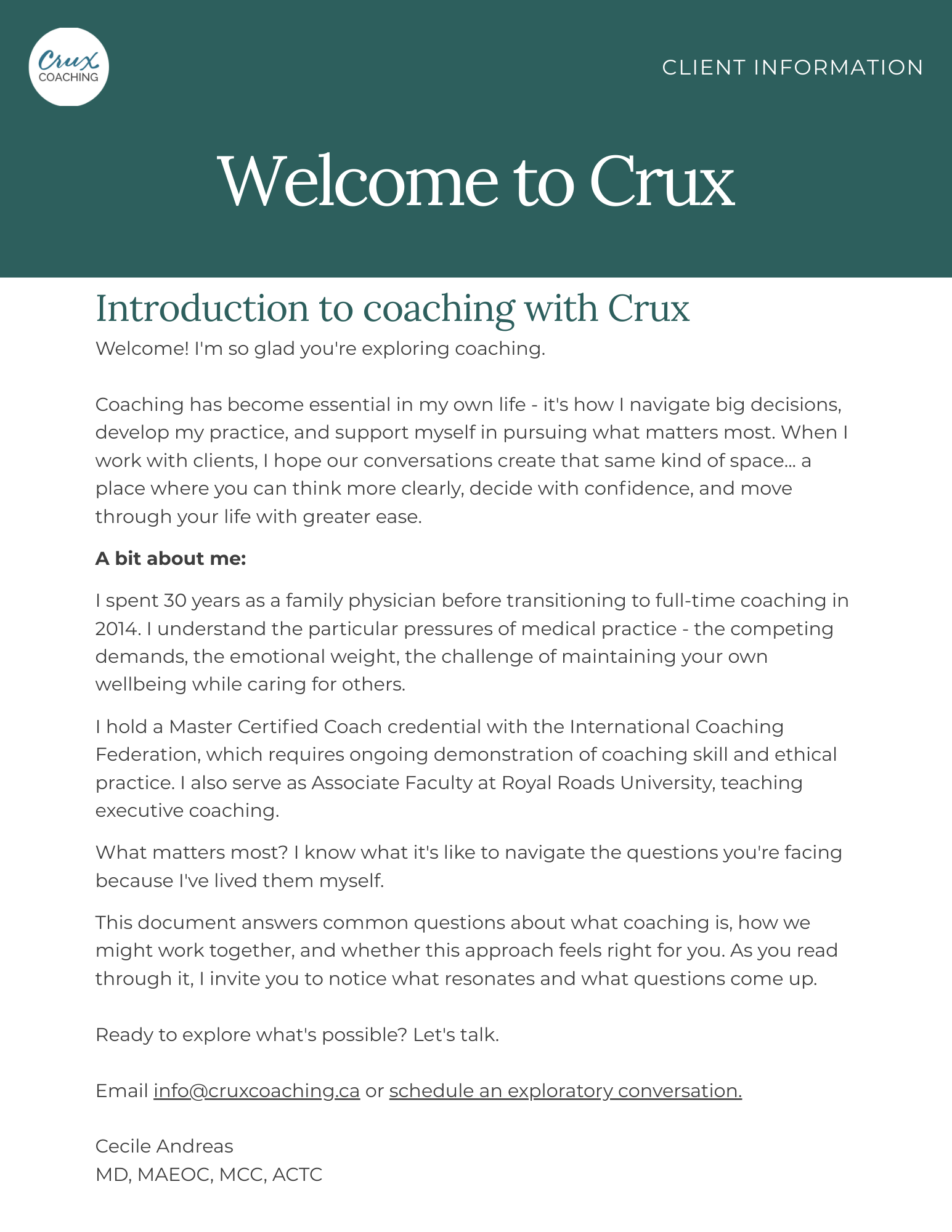 Introduction to coaching with Crux