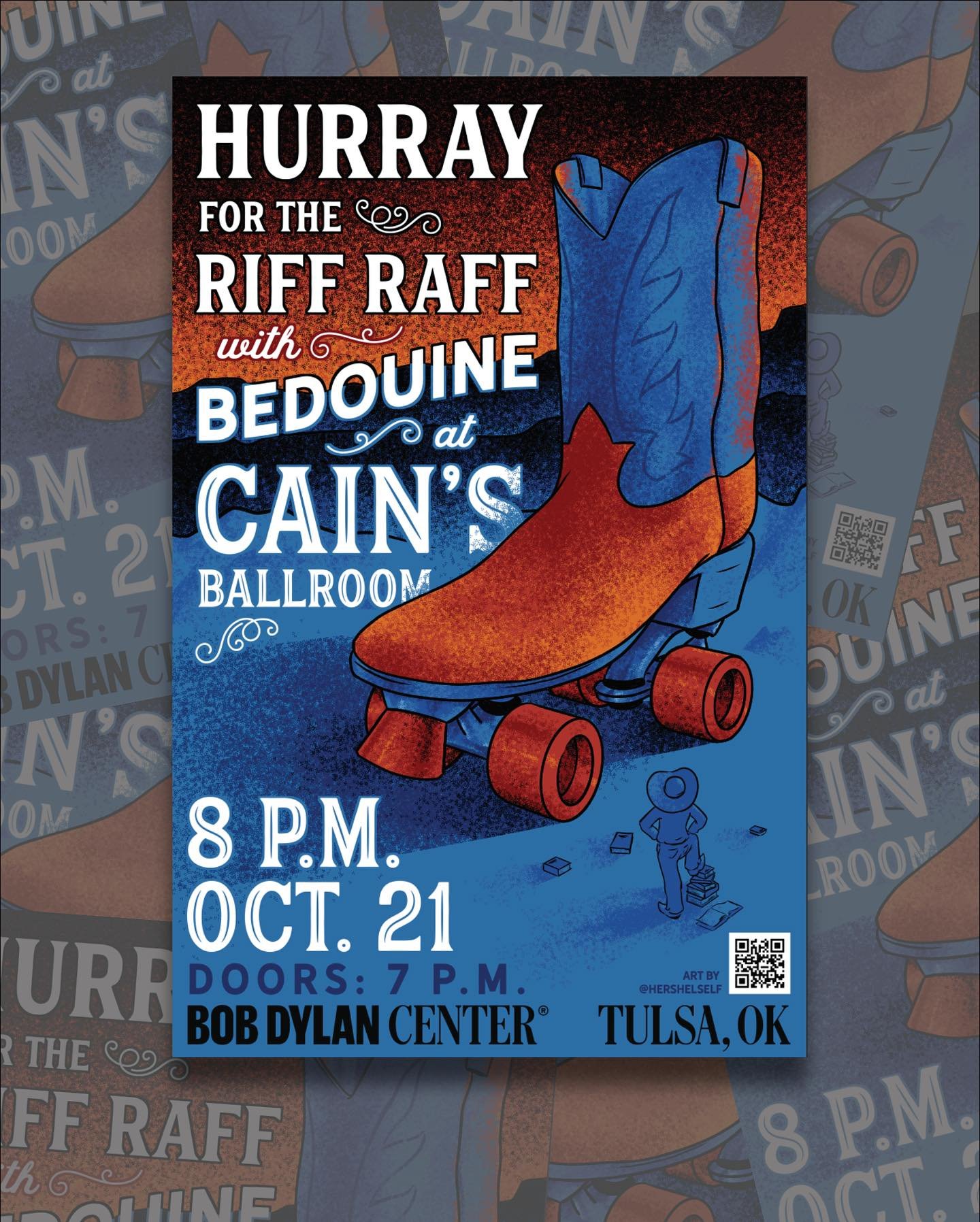 I am way behind on sharing recent work! Anyway, here is a sweet little poster that the @bobdylancenter asked me to illustrate for their show at @cainsballroom with @hurrayfortheriffraff and @bedouinemusic last month. I had a blast working on it and h