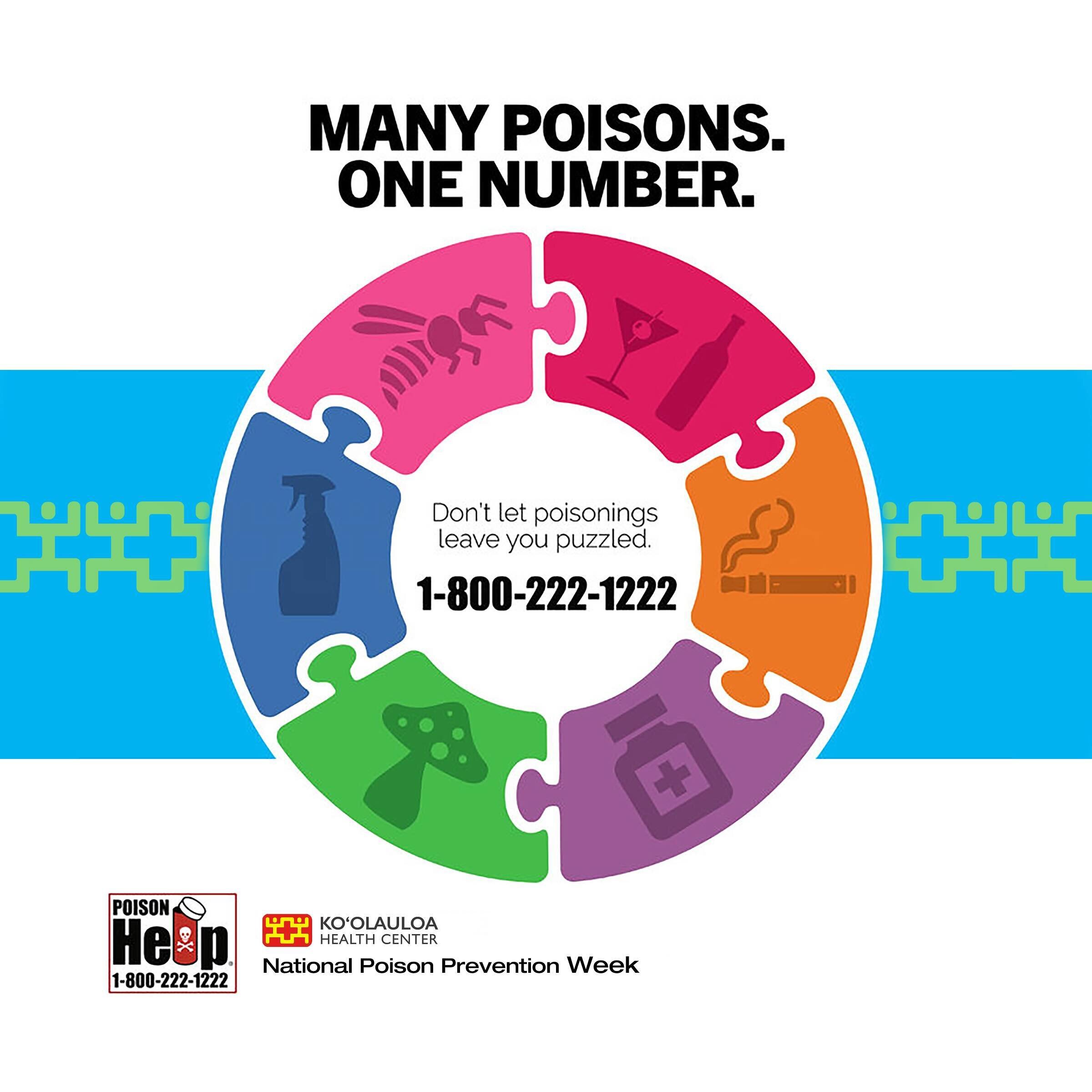 Aloha &lsquo;Ohana,

Did you know that every year, Americans report more than 2 million cases of poisoning? This week during National Poison Prevention Week, all of us at KHC would like to thank all those who staff our Nation&rsquo;s poison control c