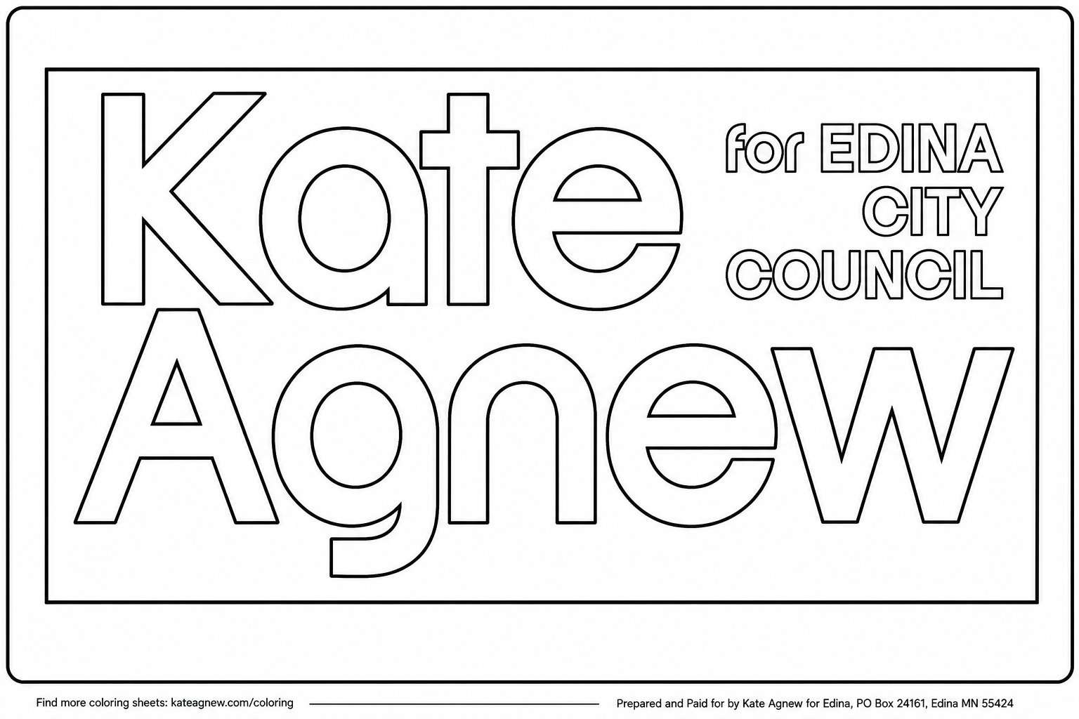kate agnew for edina city council logo coloring sheet