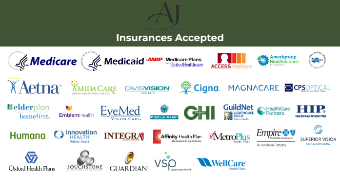 A green background with the title 'Insurances Accepted' and logos of various health insurance companies listed below, including Medicare, Medicaid, Aetna, Cigna, Humana, and others.