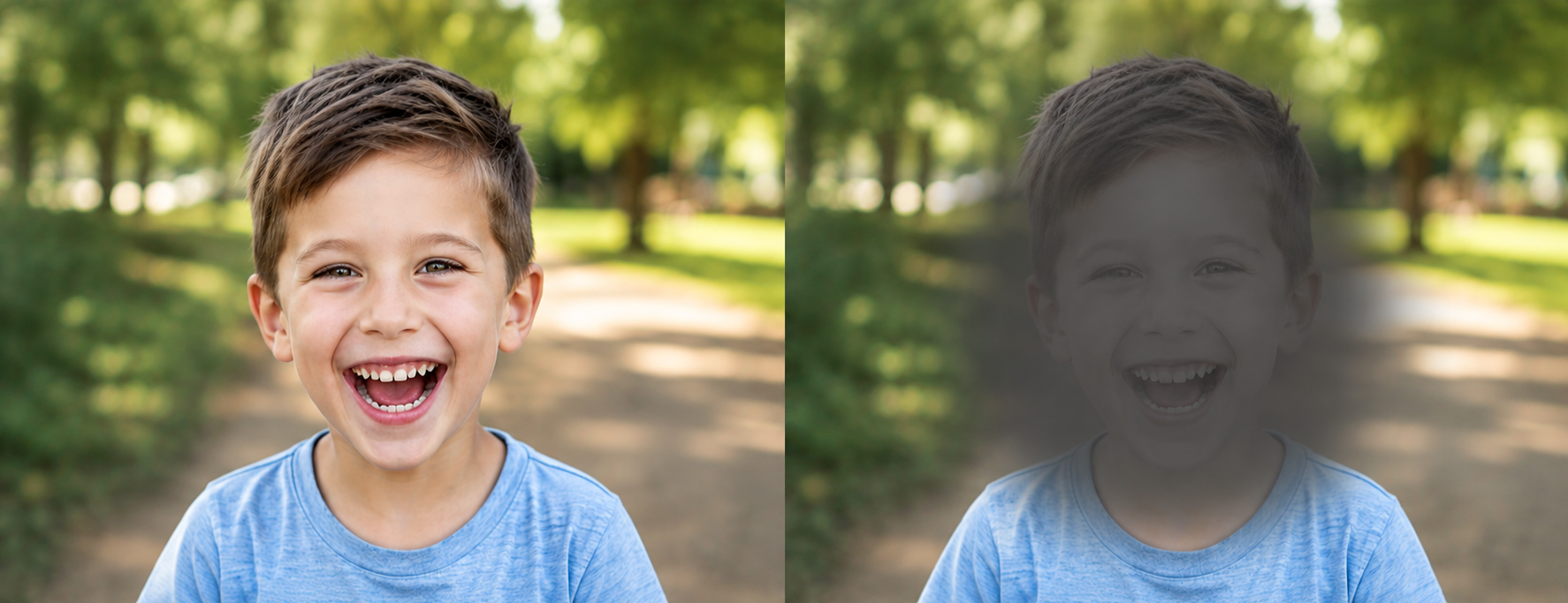 Macular degeneration looking at a boy