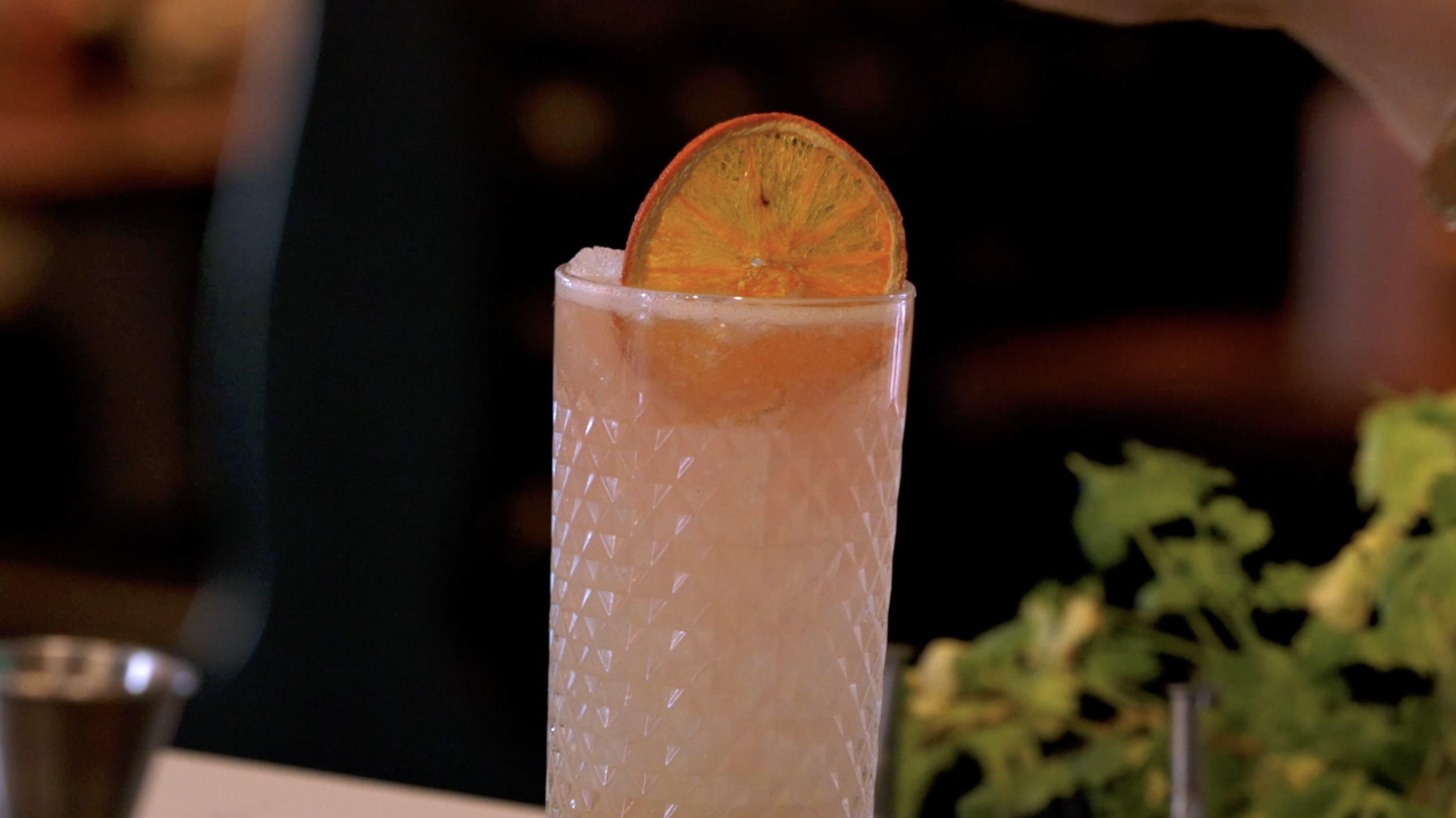 Video Clip - Sparkling drink being garnished,