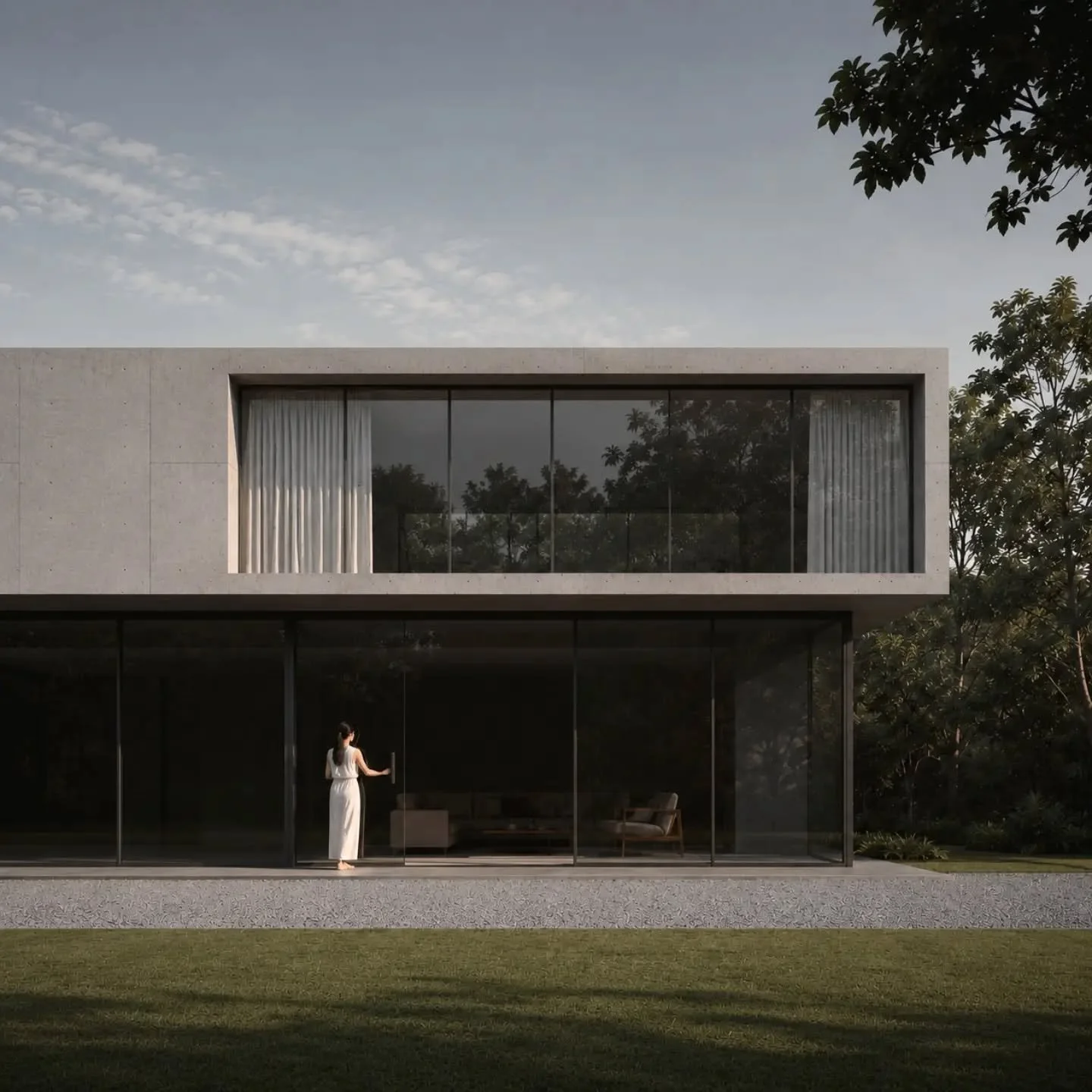 Simplicity is about creating space for what truly matters. A home that resists excess becomes a place where the mind can settle into silence. Each line is deliberate, each surface chosen with intention, so nothing feels unnecessary.

Concrete and gla