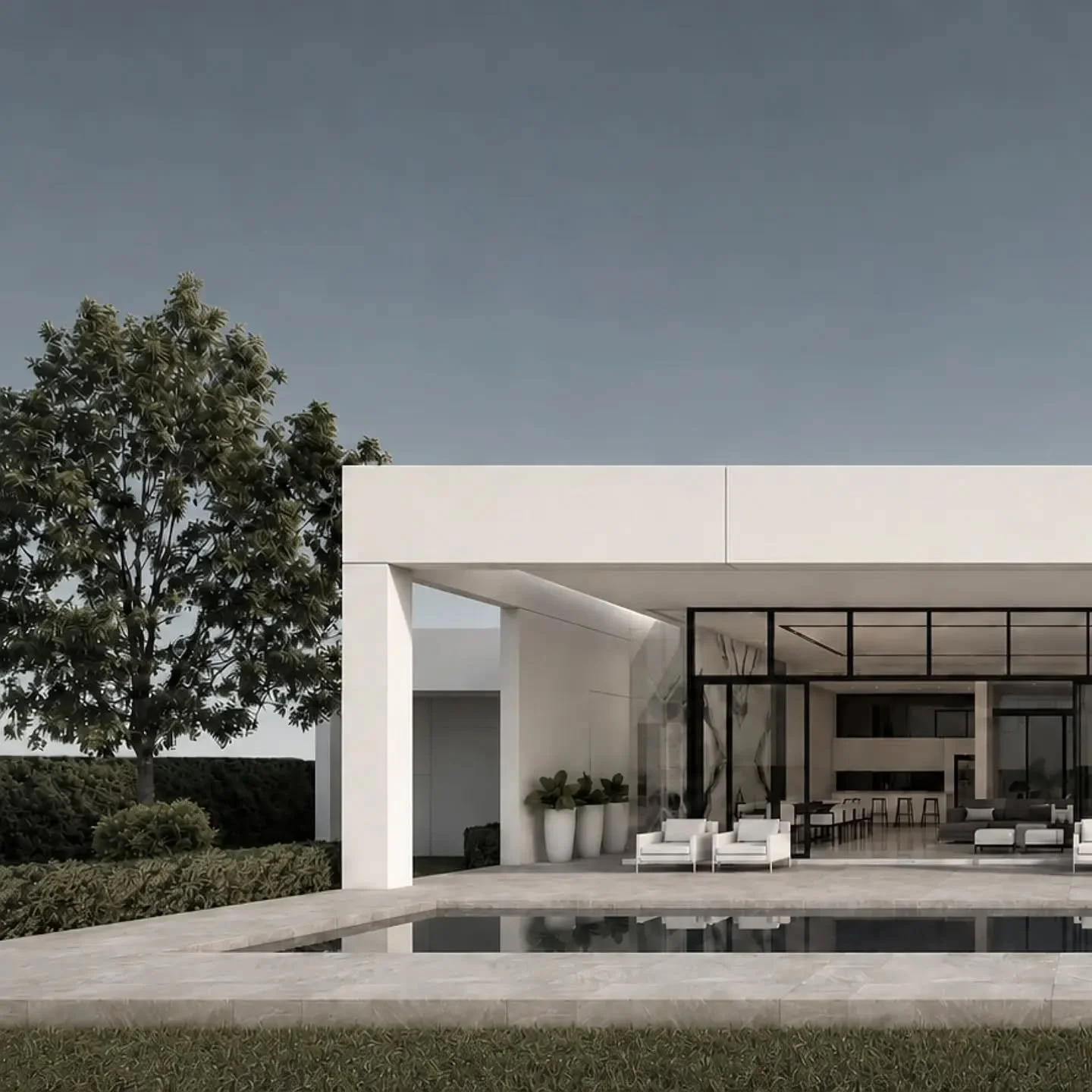The rear of the house opens quietly to light and landscape. Large expanses of glass dissolve the boundary between the interior and exterior. The architecture is restrained, allowing nature to complete the experience
.
Villa Teresa

www.blascoarchitec
