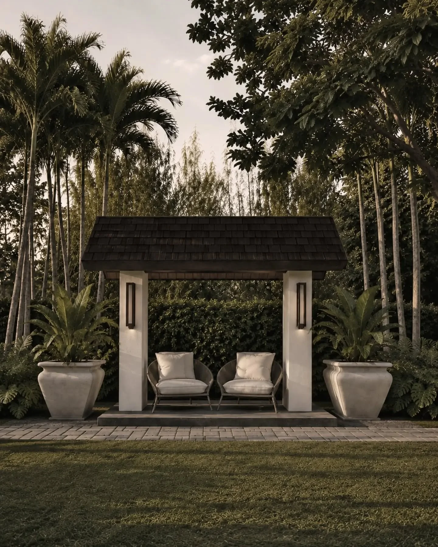 A simple structure with chairs completes this picturesque garden nook. Oftentimes, nature does not need much. A quiet architectural gesture can be enough.

www.blascoarchitects.com⁠