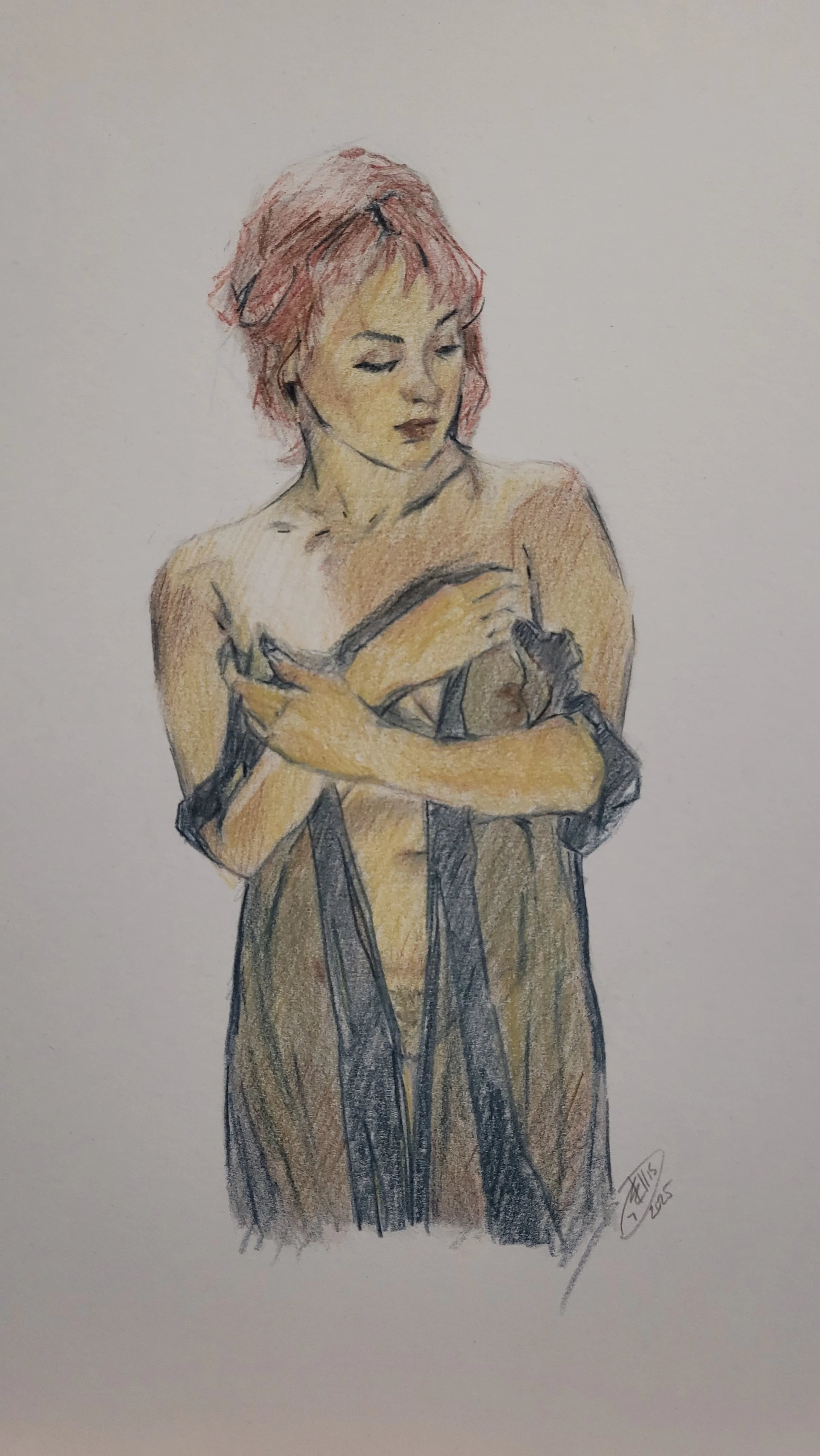 9X12 "Figure Study I" Colored Pencils 2025