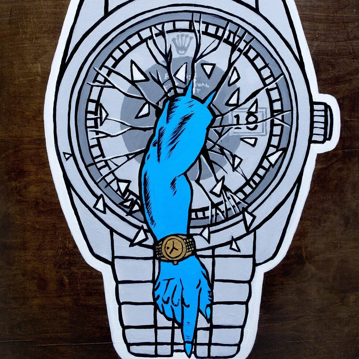 .
Rolskopp. 
Acrylic on wood 
36&rdquo; H x 24&rdquo; W x .75&rdquo; D