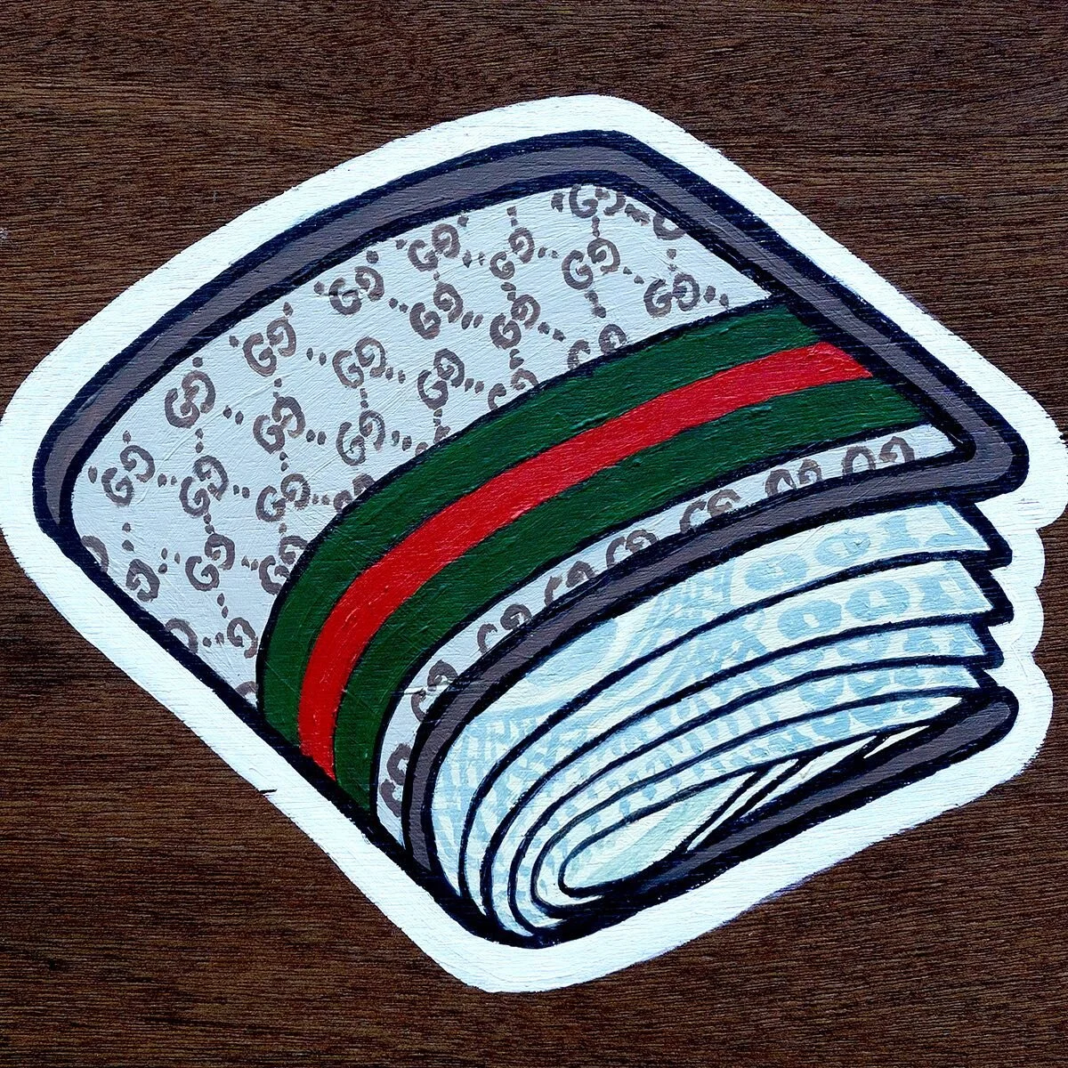 Fat Stacks. 
Acrylic on wood 
22.25&rdquo; H x 22.75&rdquo; W x 1&rdquo; D