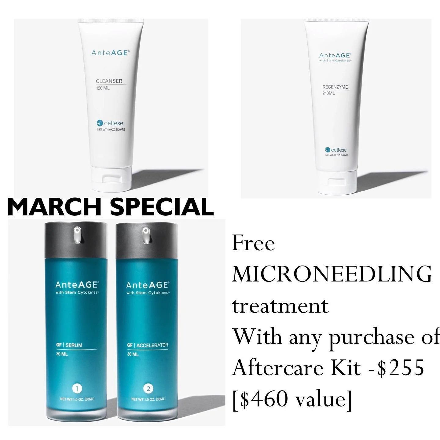 💎💎💎MARCH SPECIAL💎💎💎
FREE MICRONEEDLING TREATMENT ❗️❗️
Happy March!!!
This months special is an amazing opportunity and value to receive a FREE MICRONEEDLING treatment 
(Normal price per treatment $200)
with the purchase of the aftercare kit. 
T