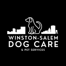 Logo for Winston-Salem Dog Care & Pet Services featuring a silhouette of a dog and city skyline.