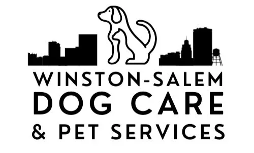 Logo of Winston-Salem Dog Care & Pet Services featuring a dog silhouette and a city skyline.