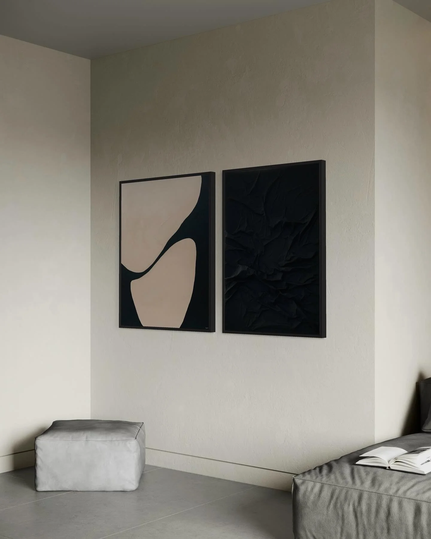 Mix and match 🤍🖤 another perfect duo. I love mixing different artworks from our shop, especially with one of our dear artists @eggwood.ch 
Discover our newest additions www.tinaart.ch/shop
—
#art #canvas #painting #abstractart #abstractpain