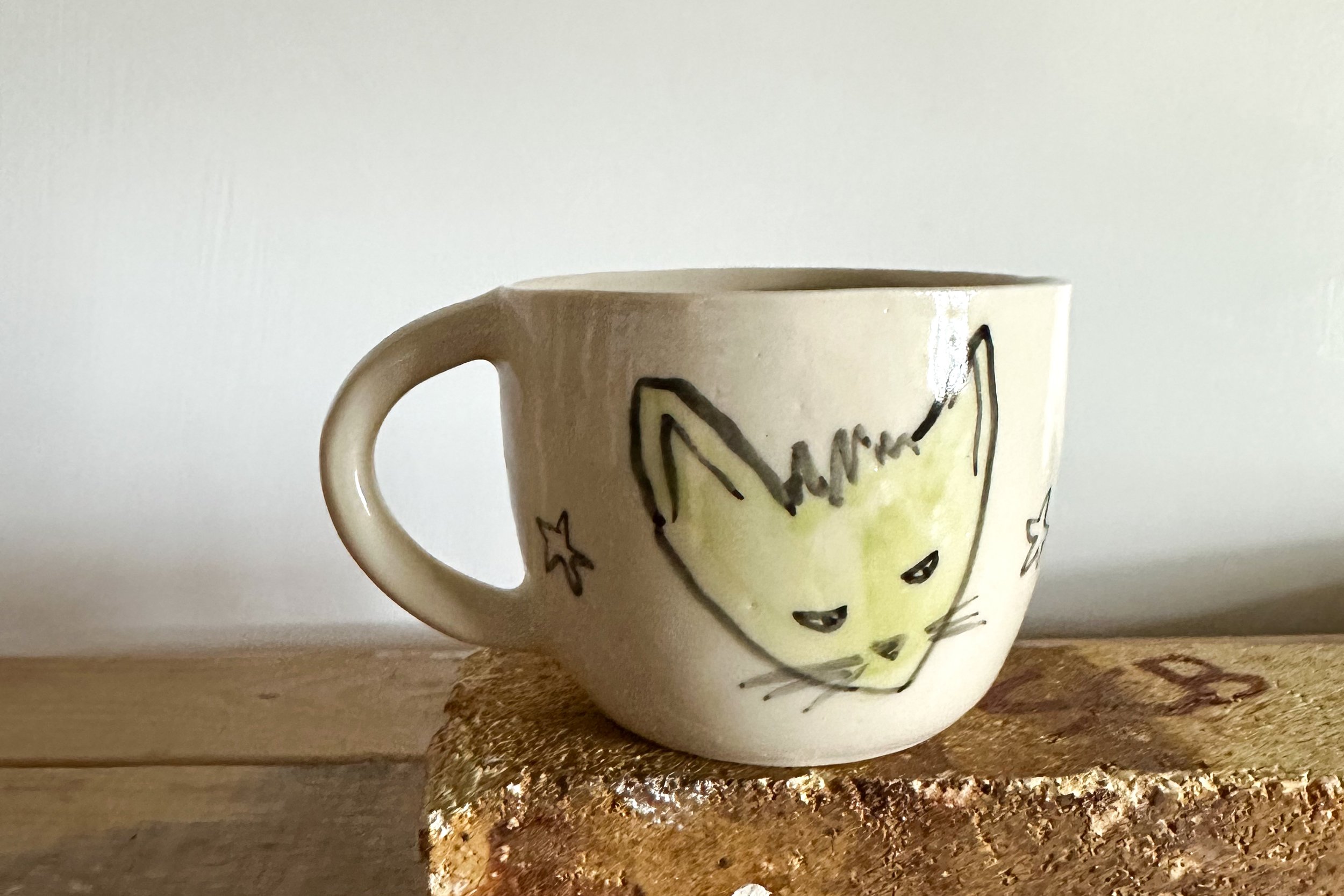 Green Cat / Fish Mug