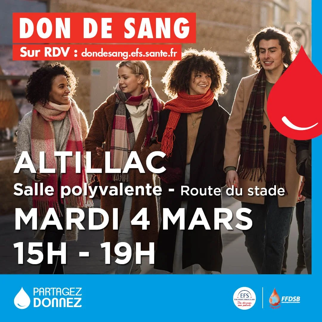 DON DE SANG - mardi 04 mars - ALTILLAC