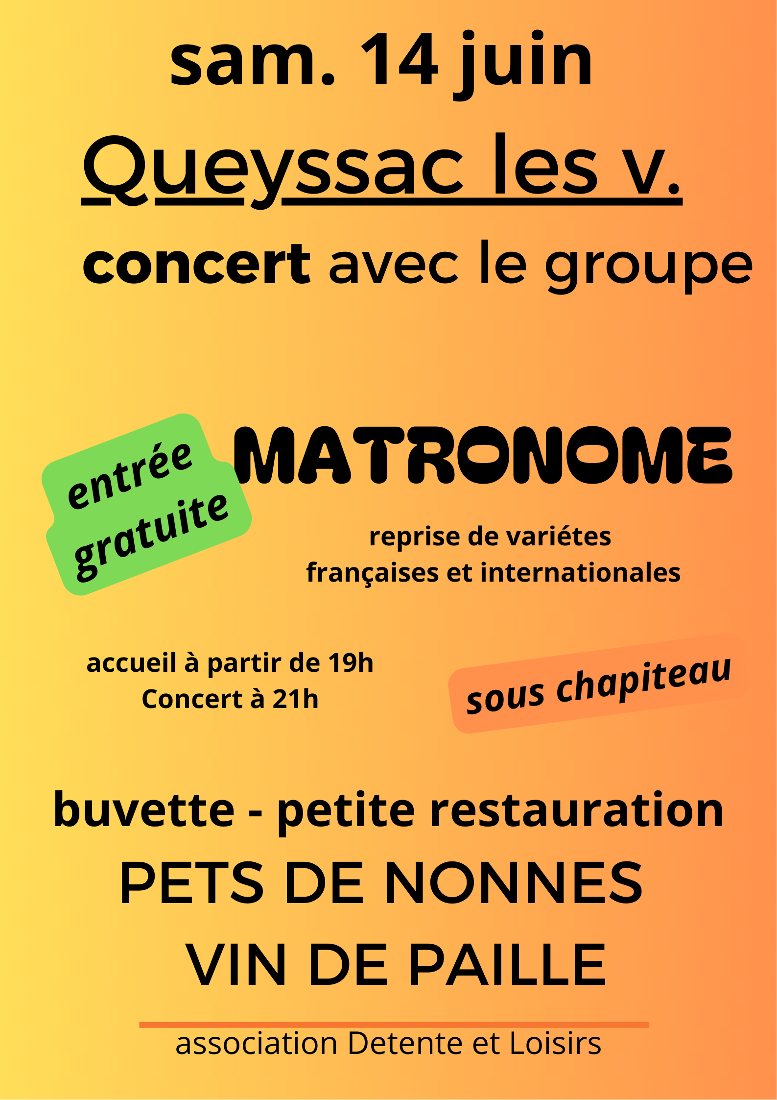 Concert à Queyssac-Les-Vignes - Samedi 14 juin