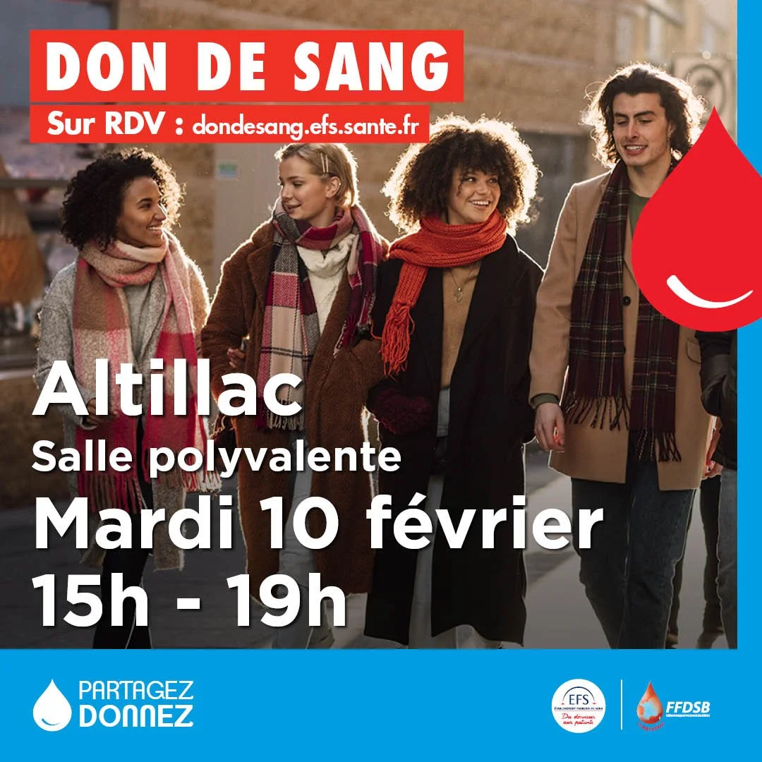Don de sang - Mardi 10 Février - ALTILLAC