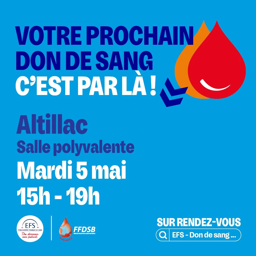 DON DE SANG - Mardi 5 mai -ALTILLAC
