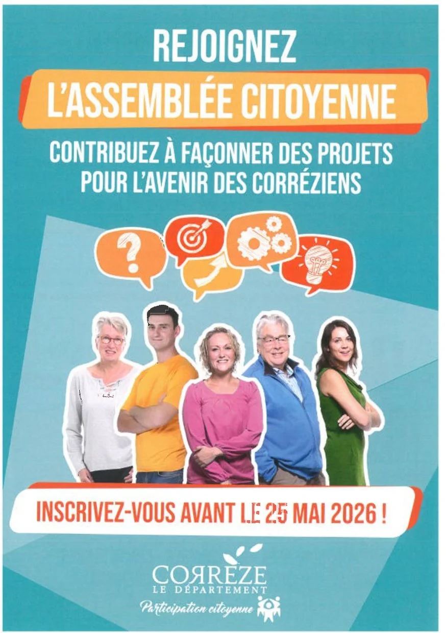 Appel à candidatures - 3ème Assemblée Citoyenne départementale - Inscriptions en ligne sur le site internet monavis.correze.fr ou en mairie 